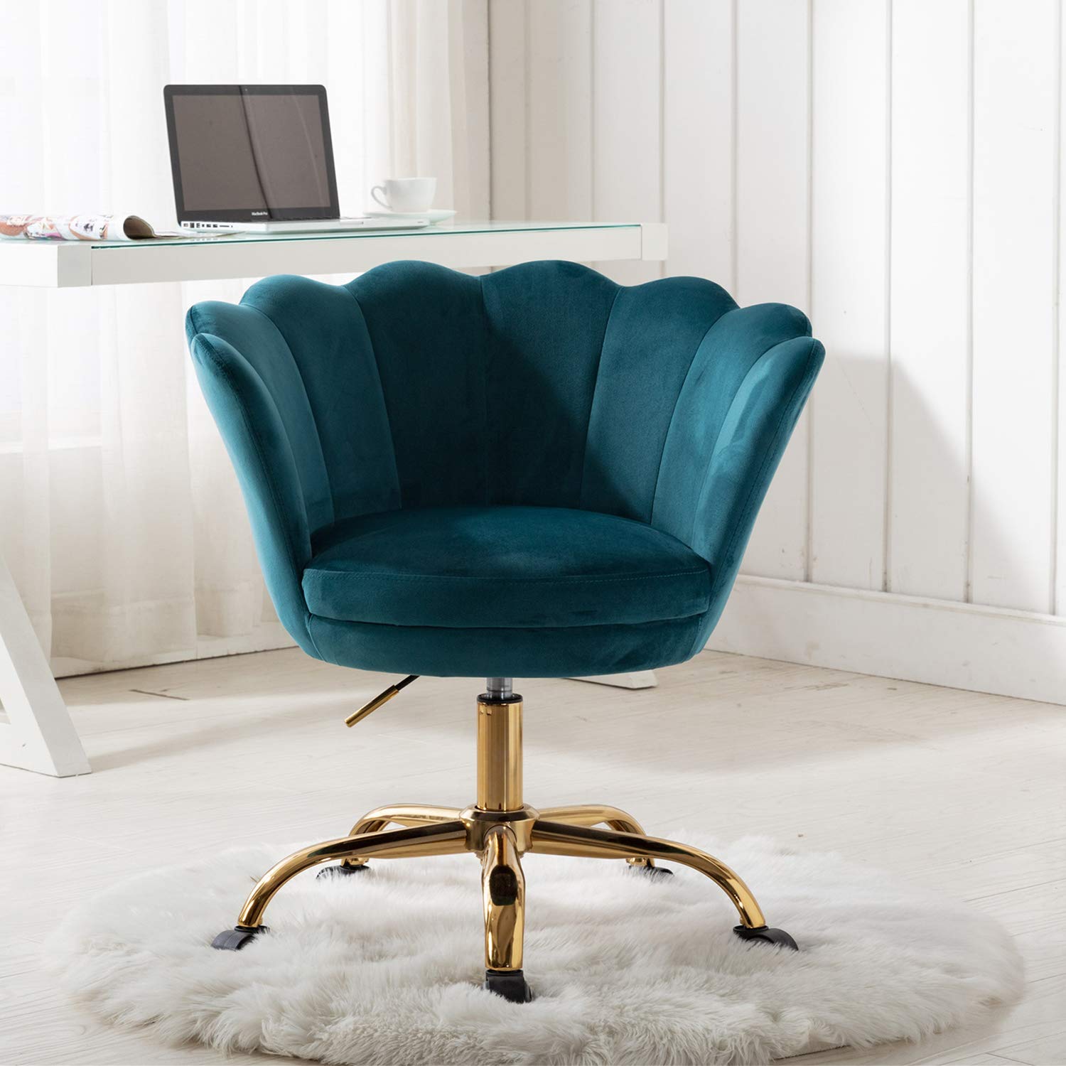 Ergonomic Modern Home Office Swivel Chair - Adjustable Height Shell Desk Chair with Upholstered Seat - Comfortable Computer Task Chair for Work, Study & Relaxation - Perfect for Office, Living Room, Bedroom & Small Spaces