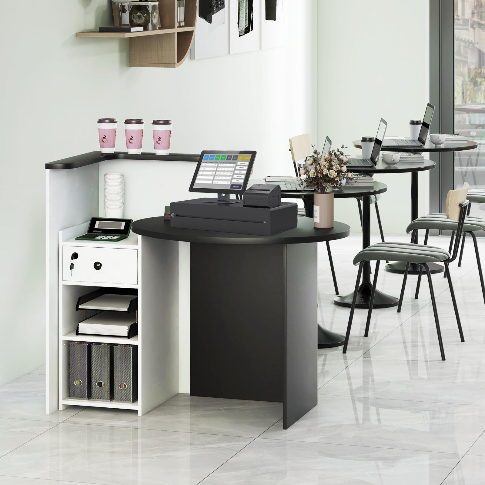 Giantex Reception Desk with Lockable Drawer - 63