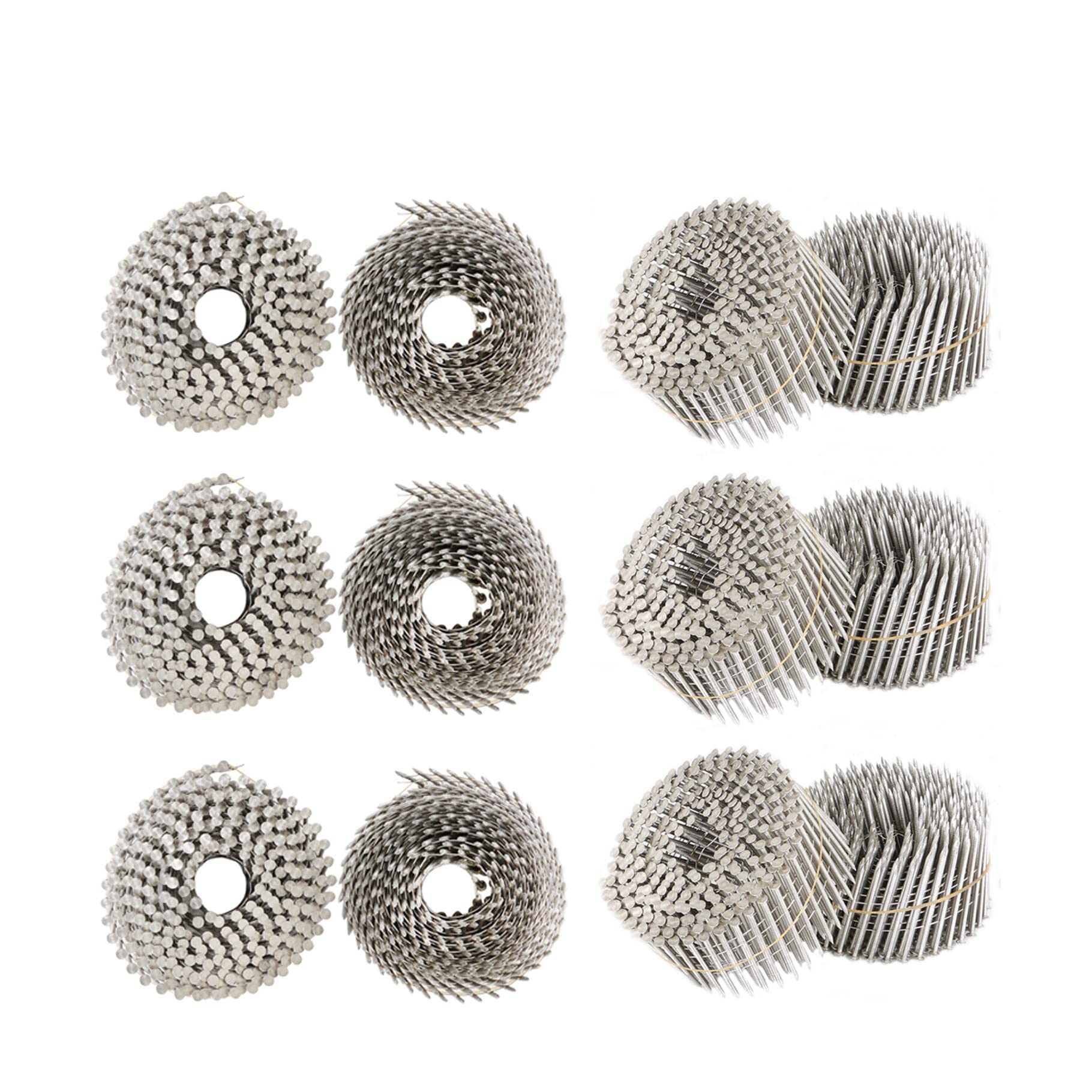 3600 Count 15-Degree 2-1/2 Inch x .090 Inch 304 Stainless Steel Ring Shank Coil Siding Nails - Full Round Head, Wire Collated - Perfect for Vinyl Siding Installation, Roofing, and Exterior Trim Work