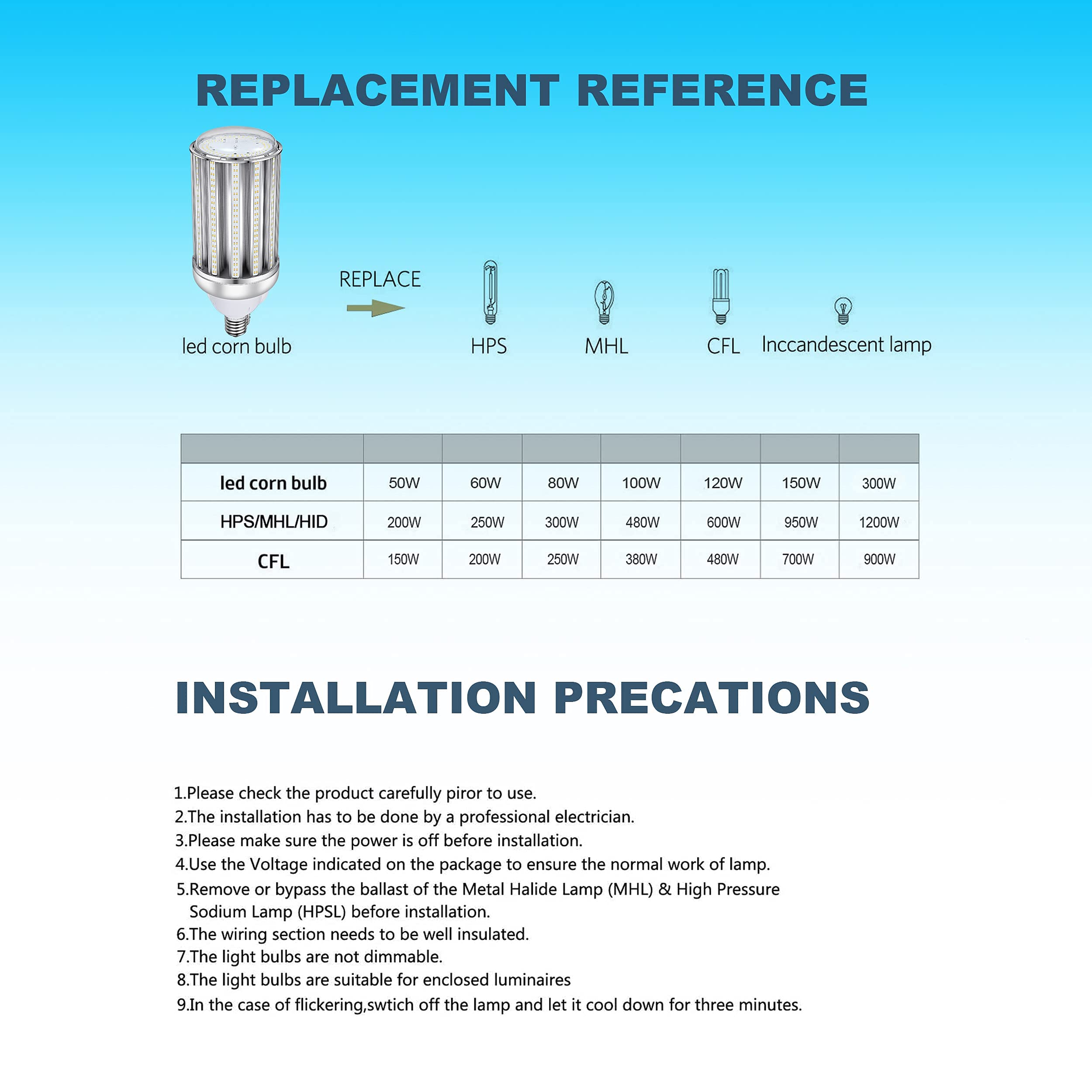 300W LED Corn Light Bulb E39 Base - 39000 Lumen 5000K Daylight - 100V-277V - High Brightness Energy Saving Bulb for Warehouse, Garage, Parking Lot, Stadium (1 Pack)