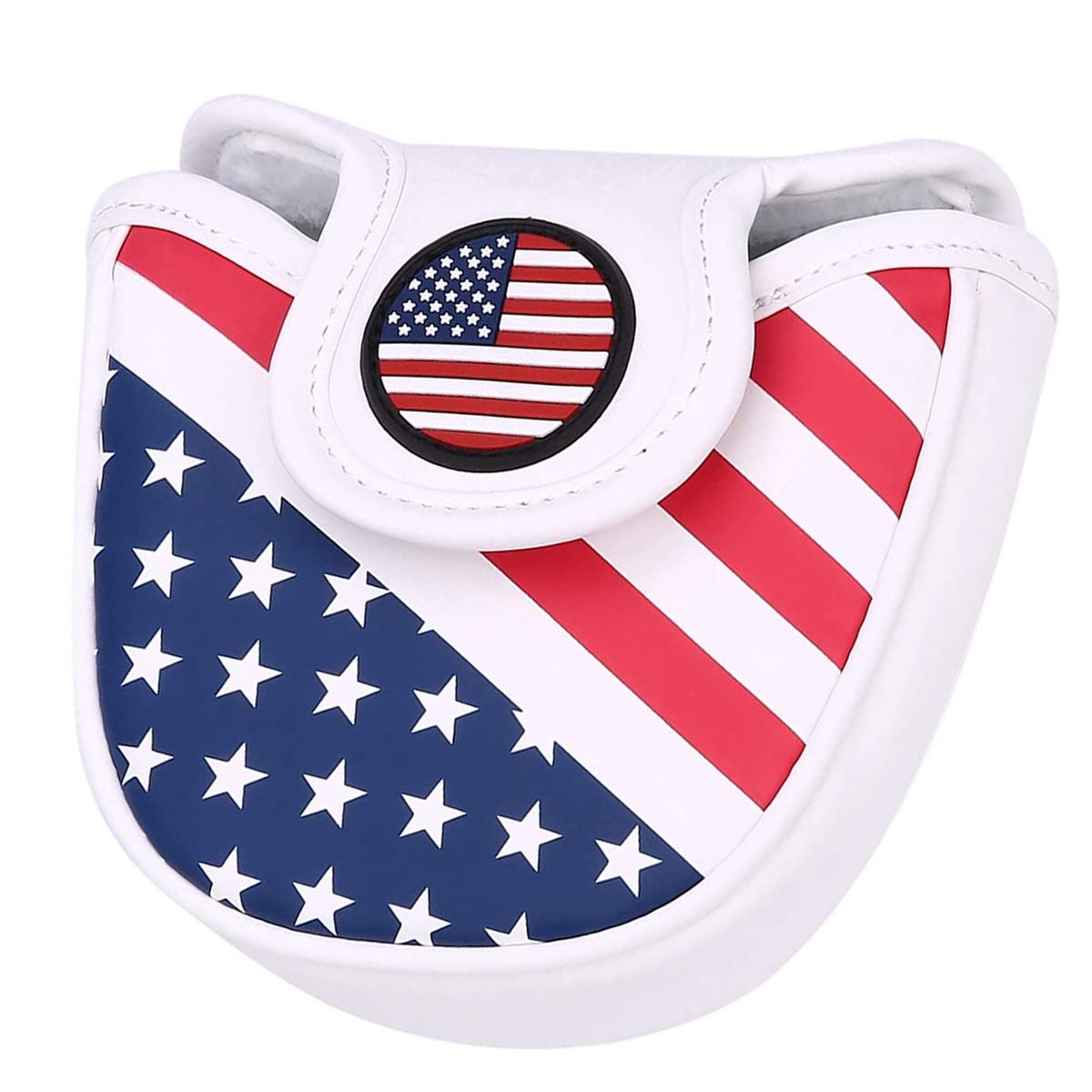Premium Magnetic Golf Putter Headcover - Synthetic Leather Mallet & Blade Putter Cover with USA Flag Design | Ideal for Golf Club Protection & Style on the Course