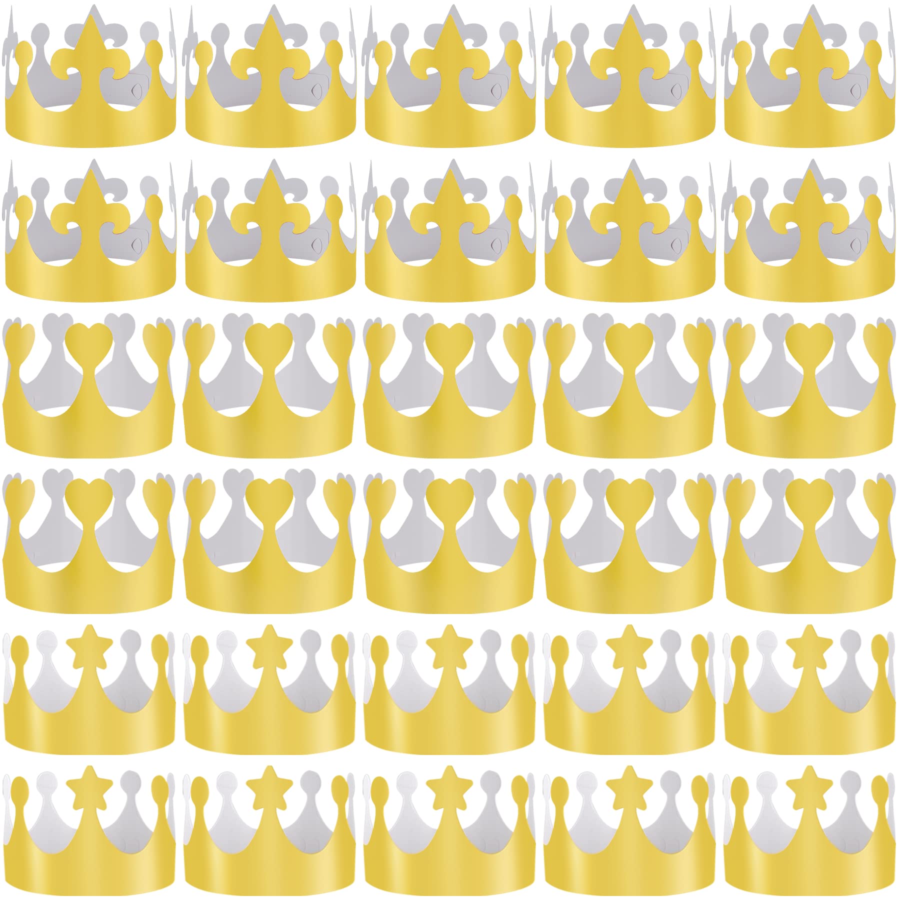27 Pieces Gold Paper Crowns for Birthday Party - King & Queen Crown Hats for Kids Adults - Perfect for Birthday Celebrations, Themed Parties & Costume Events