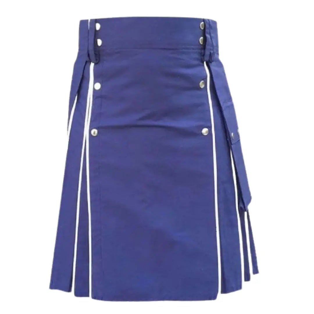 Blue Utility Kilt for Men - Durable & Stylish Tactical Kilt with Pockets - Perfect for Outdoor Activities, Hiking, Festivals & Cosplay
