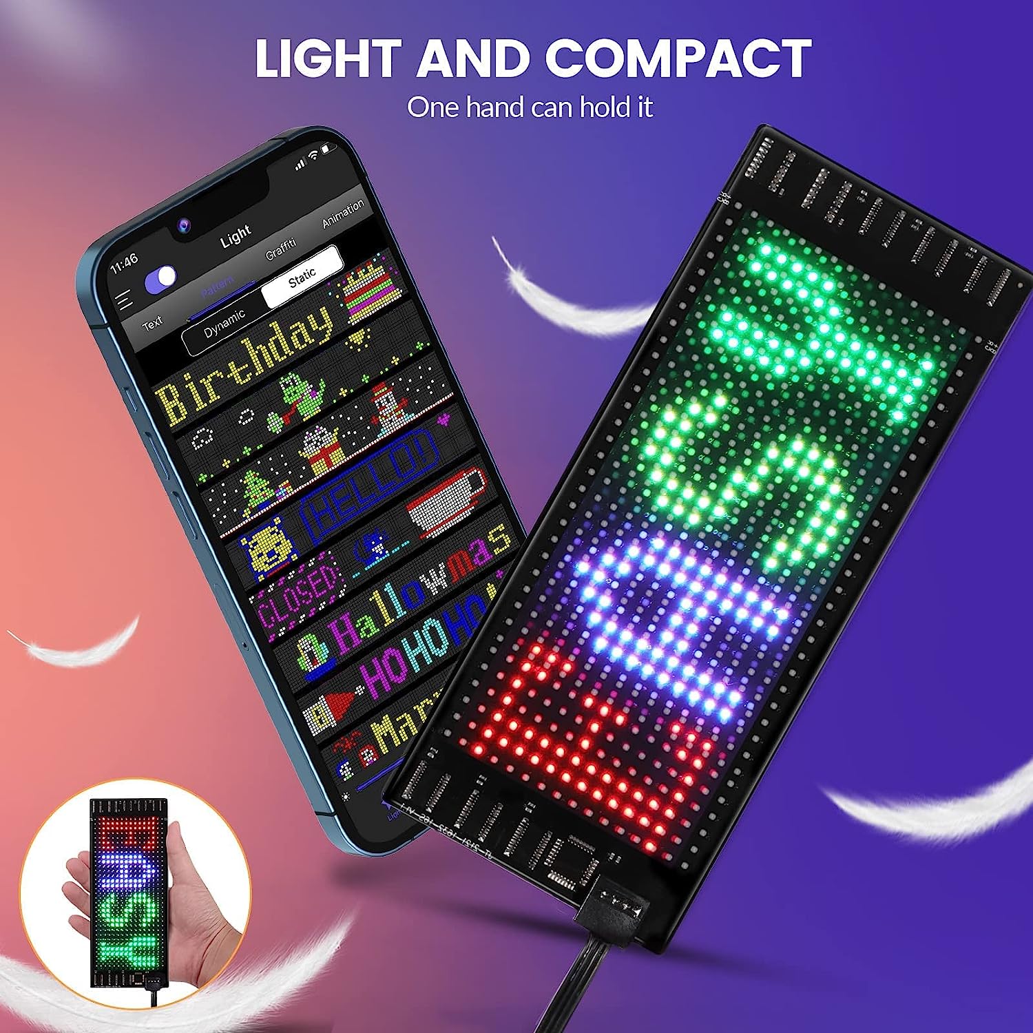 Model 1632 Flexible USB 5V Car LED Sign - Bluetooth App Controlled Display Screen with Custom Text & Animation - Free Shipping - Perfect for Car Windows, Shops, Bars, and Entrance Signs - Ideal for Advertising, Promotions, and Business Branding