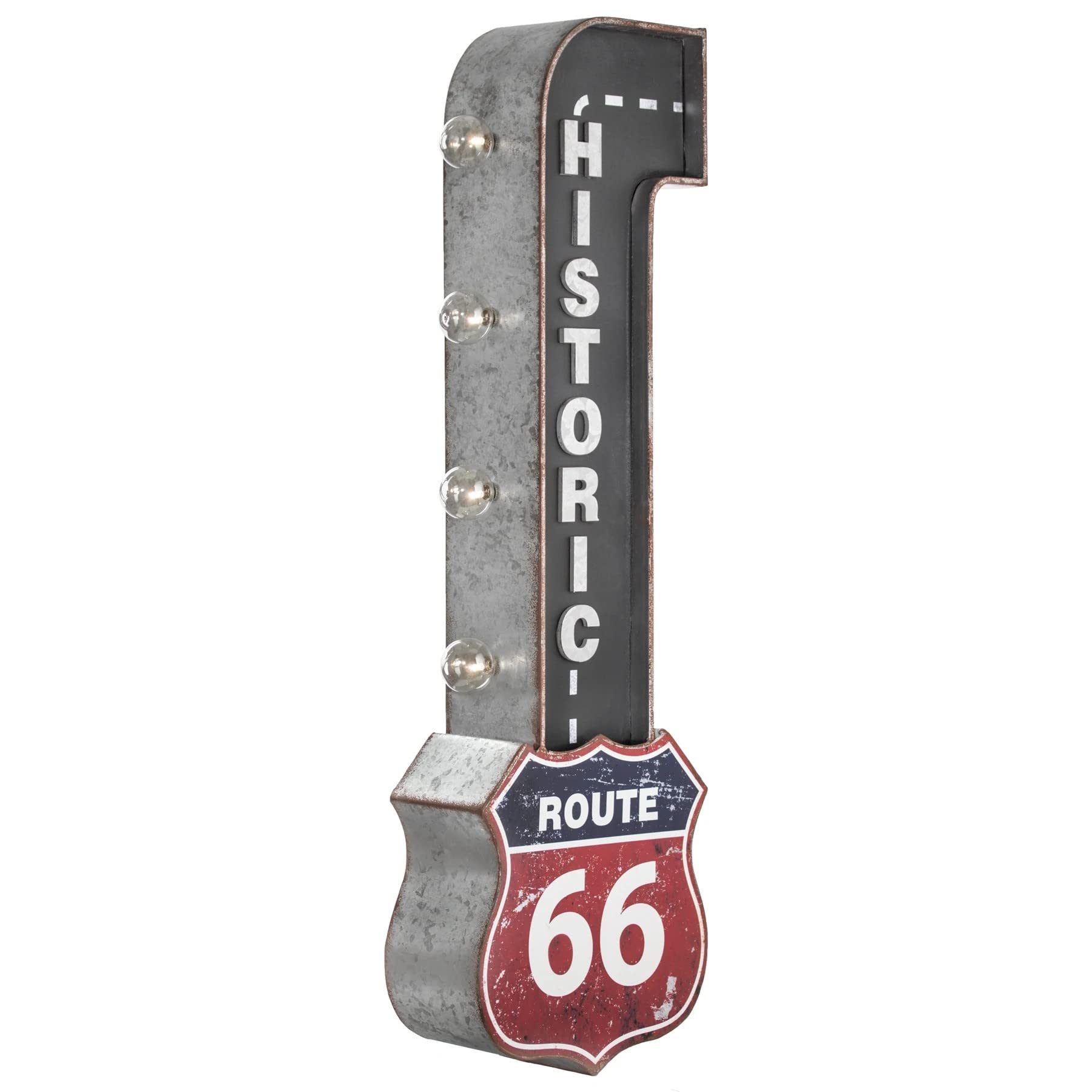 Vintage Route 66 Double-Sided LED Marquee Sign - Retro Wall Decor for Home, Game Room, Bar & Man Cave - 30