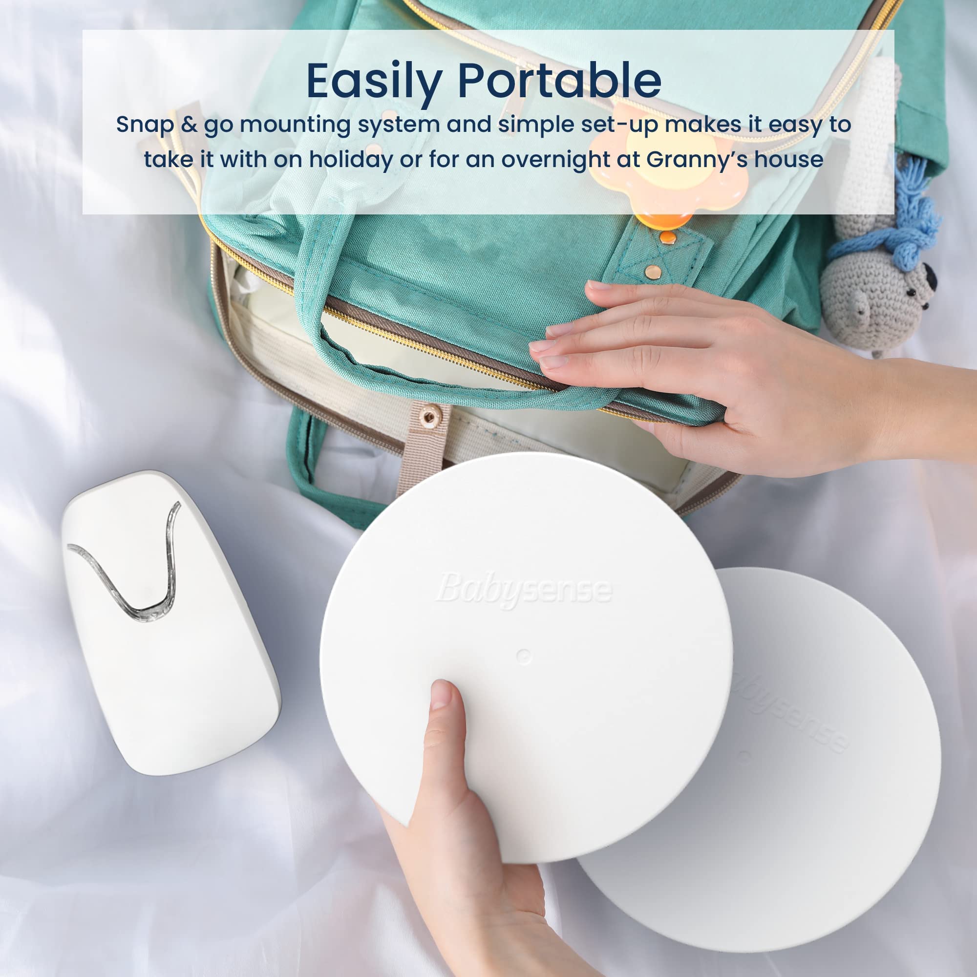 Babysense 7 Baby Sleep Breathing Movement Monitor for Newborns & Infants - Non-Wearable, No WiFi, Non-Contact with 2 Under-Mattress Sensors - Full Crib Coverage Baby Monitor - Perfect for Nursery, Daycare & Travel Use (FSA Eligible)