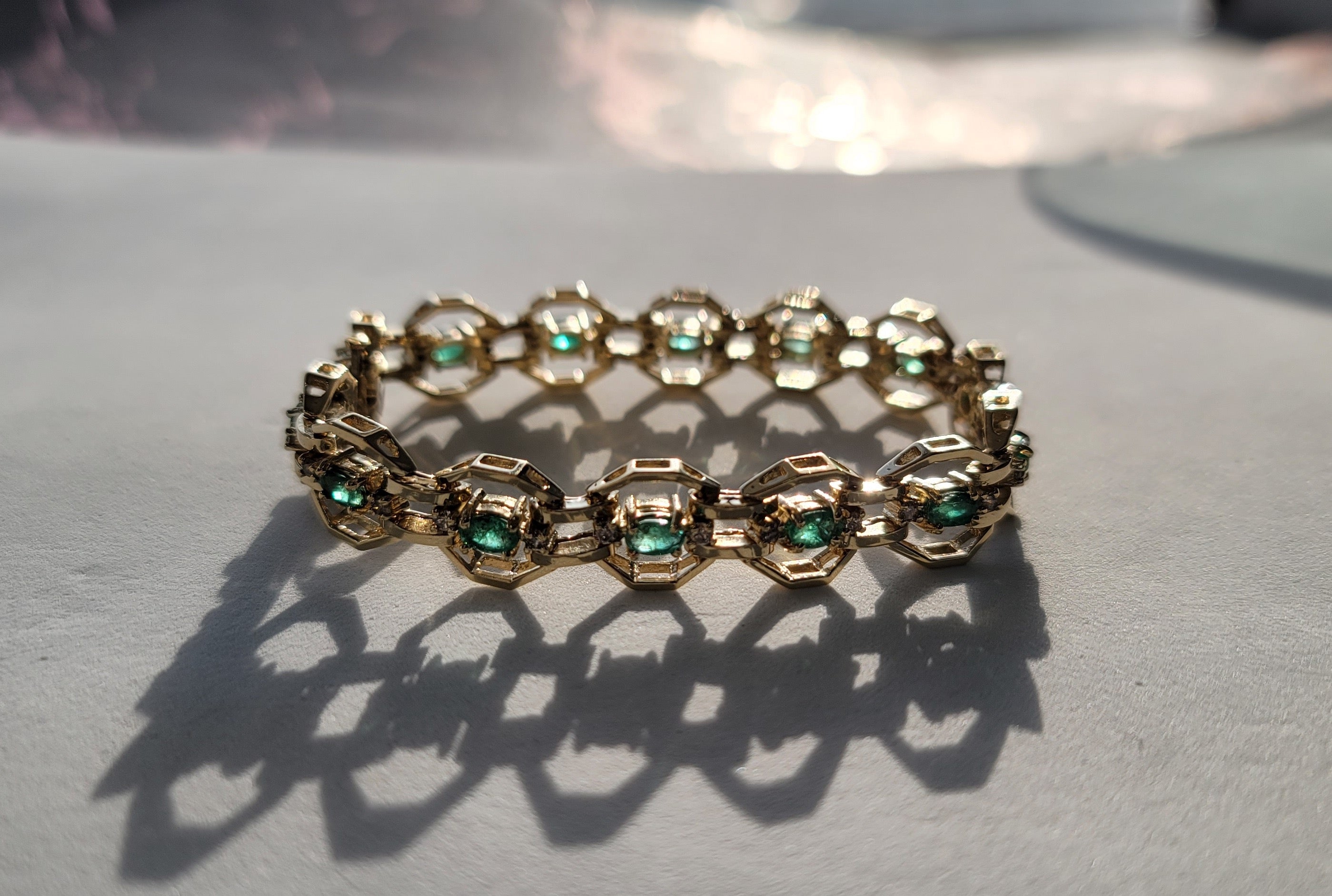 Emerald & Diamond Tennis Bracelet 4.25cttw 14k Yellow Gold - Elegant Jewelry for Women, Perfect for Weddings, Parties & Special Occasions
