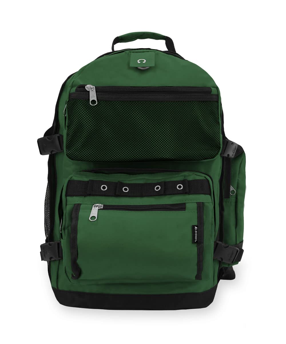 Everest Oversize Deluxe Travel Backpack - 50L Large Hiking Backpack with USB Charging Port, Water Resistant & Durable for Men Women - Perfect for Camping, Hiking, Business Trips & Air Travel (Dark Green)