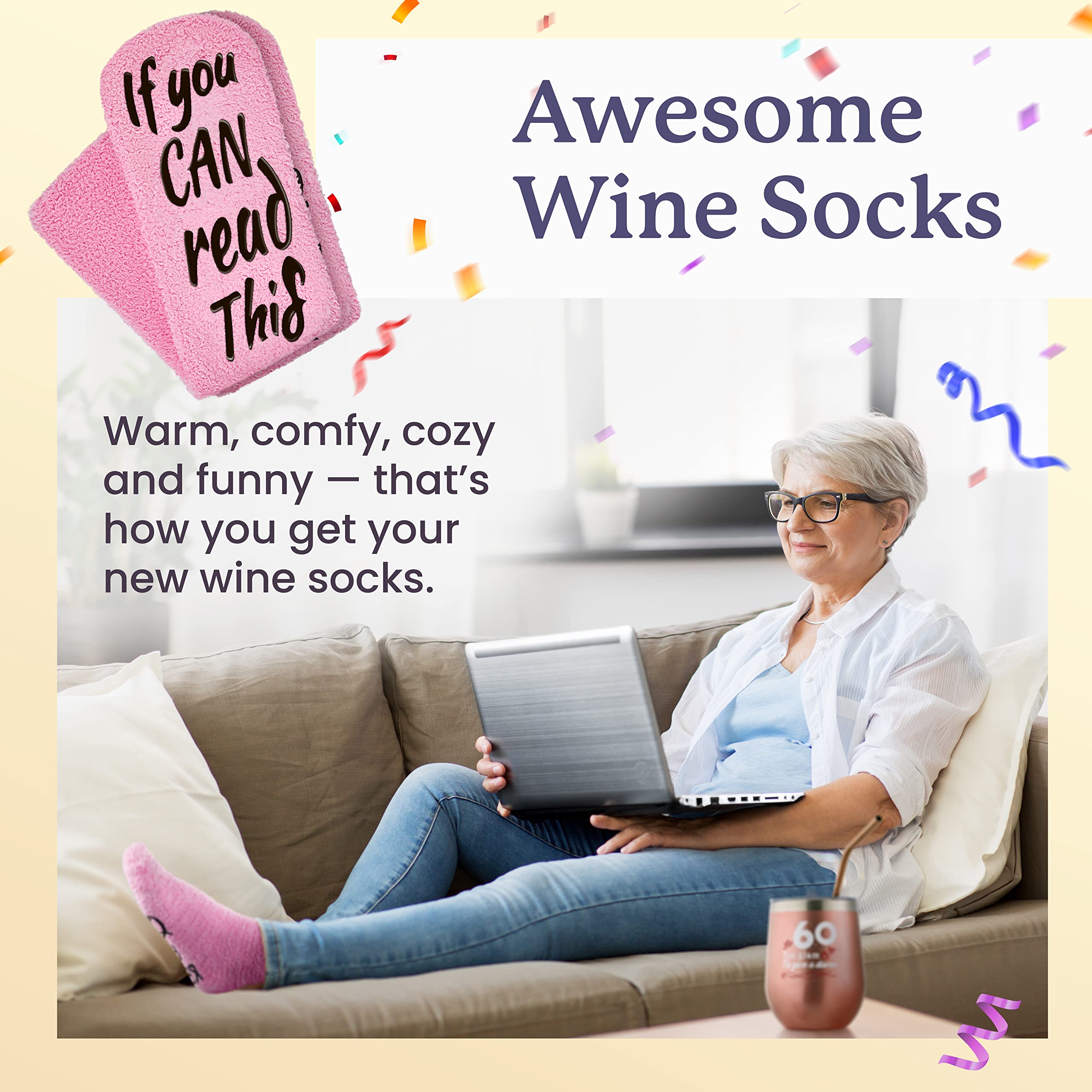 Funny 60th Birthday Wine Gift Set for Women - Perfect 60 Year Old Gifts for Her, Mom, Grandma, Wife, Sister, Aunt & Coworker | Great for Birthday Parties, Retirement Celebrations & Milestone Gifts