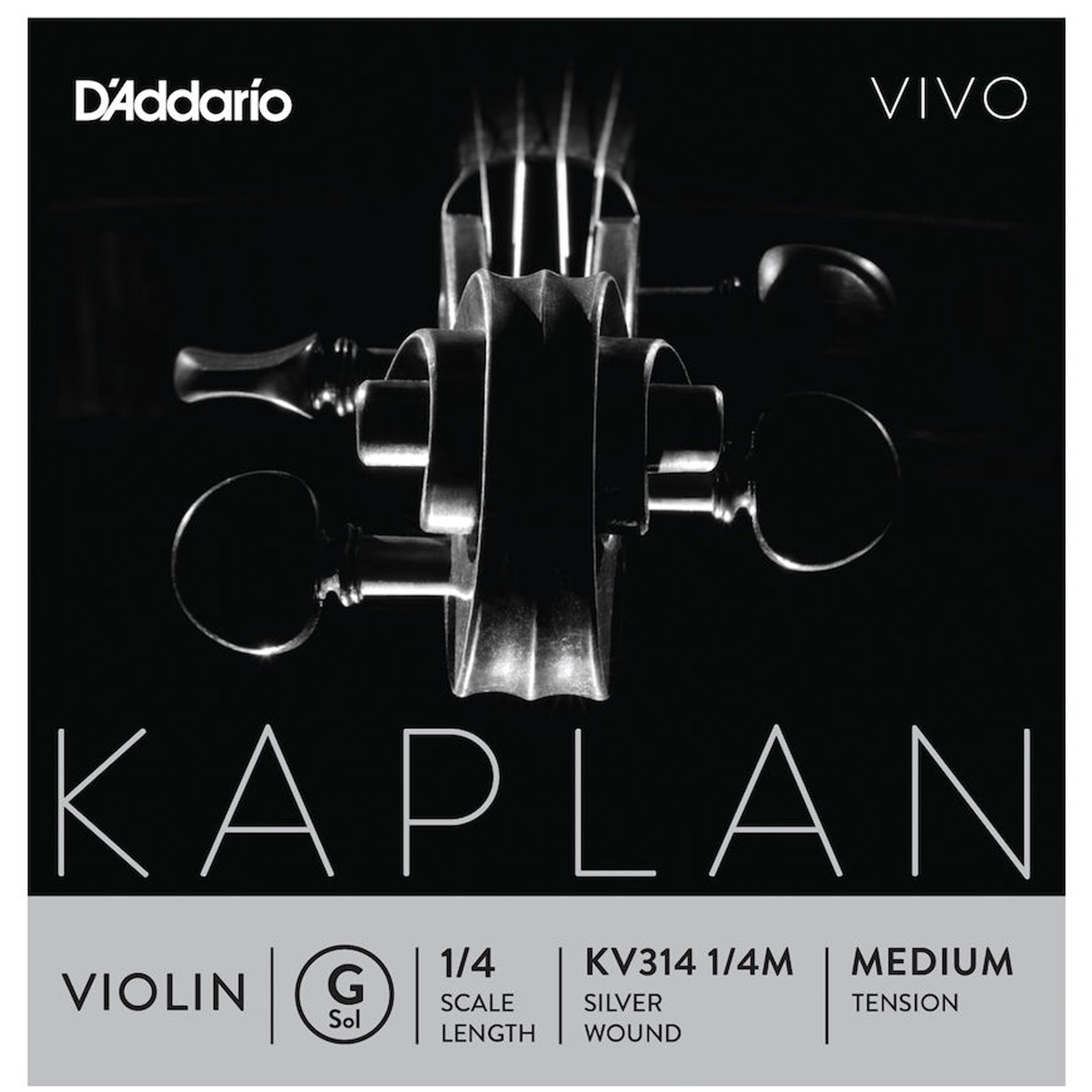 D'Addario Kaplan Vivo Violin G String - 1/4 Scale, Medium Tension - Premium Quality for Student & Professional Violinists - Perfect for Practice, Performances & Orchestral Playing