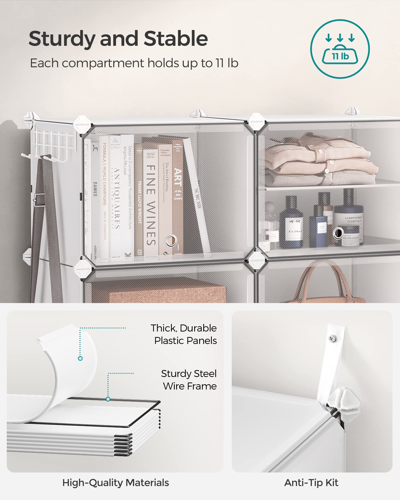 SONGMICS 8-Tier Shoe Rack Organizer - Adjustable Shoe Storage Cabinet for Closet, Entryway & Hallway - Holds 32 Pairs of Shoes - White ULPC034W01 | Perfect for Small Spaces, Apartment Living & Shoe Organization