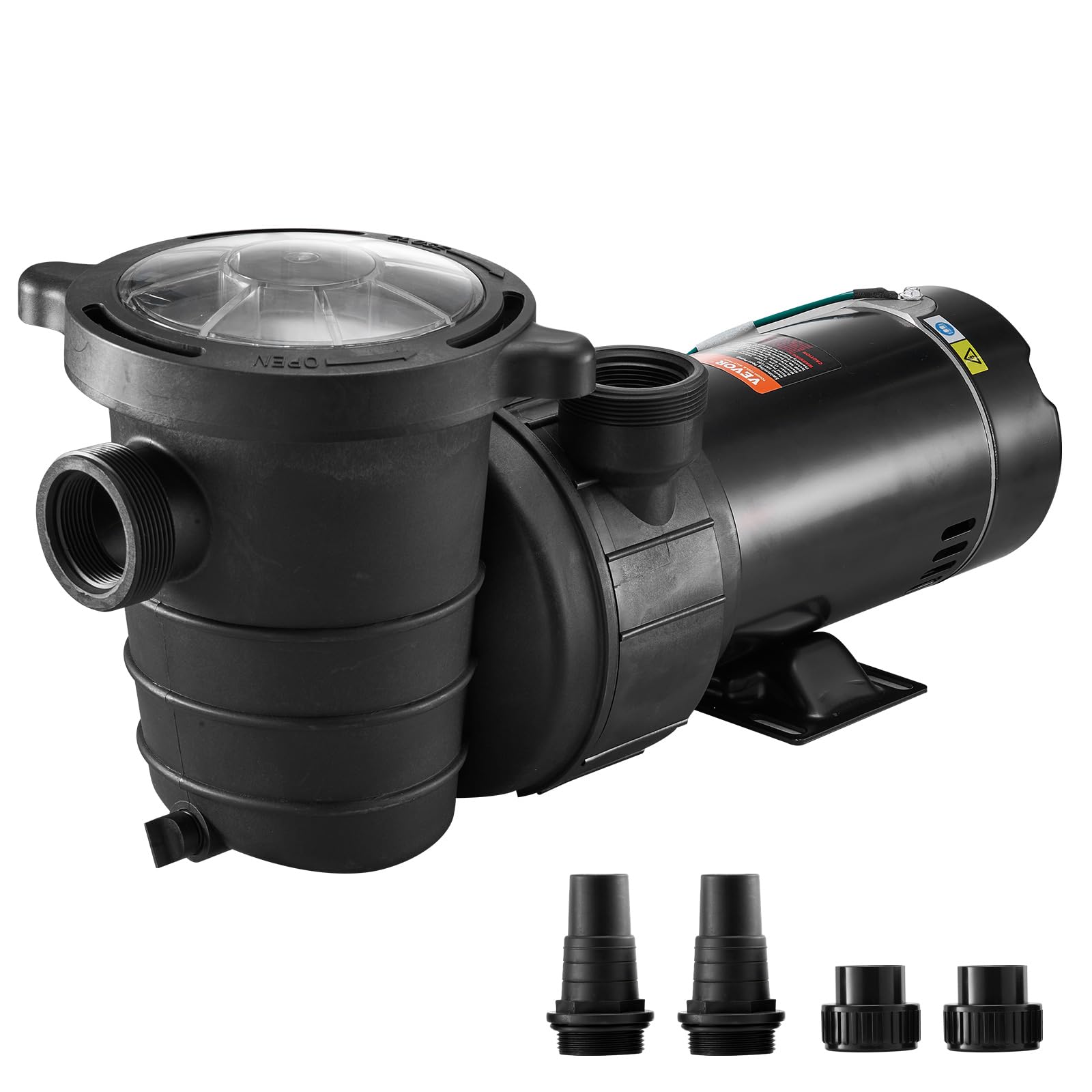 VEVOR 2.0HP 115V Swimming Pool Pump - 1500W Single Speed Above Ground Pool Pump with Strainer Basket, 5400 GPH Max Flow, ETL Certified | Perfect for Inground & Above Ground Pools, Backyard Water Features, and Pool Maintenance
