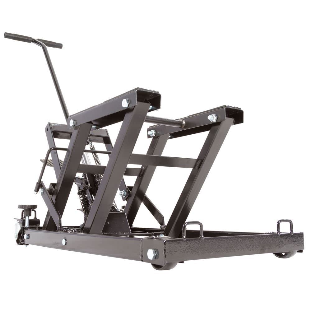 Black Widow 1500 lb Hydraulic Motorcycle & ATV Lift Jack Stand - Heavy Duty Steel Construction for Easy Bike Maintenance & Repair - Perfect for Garage, Workshop & DIY Enthusiasts