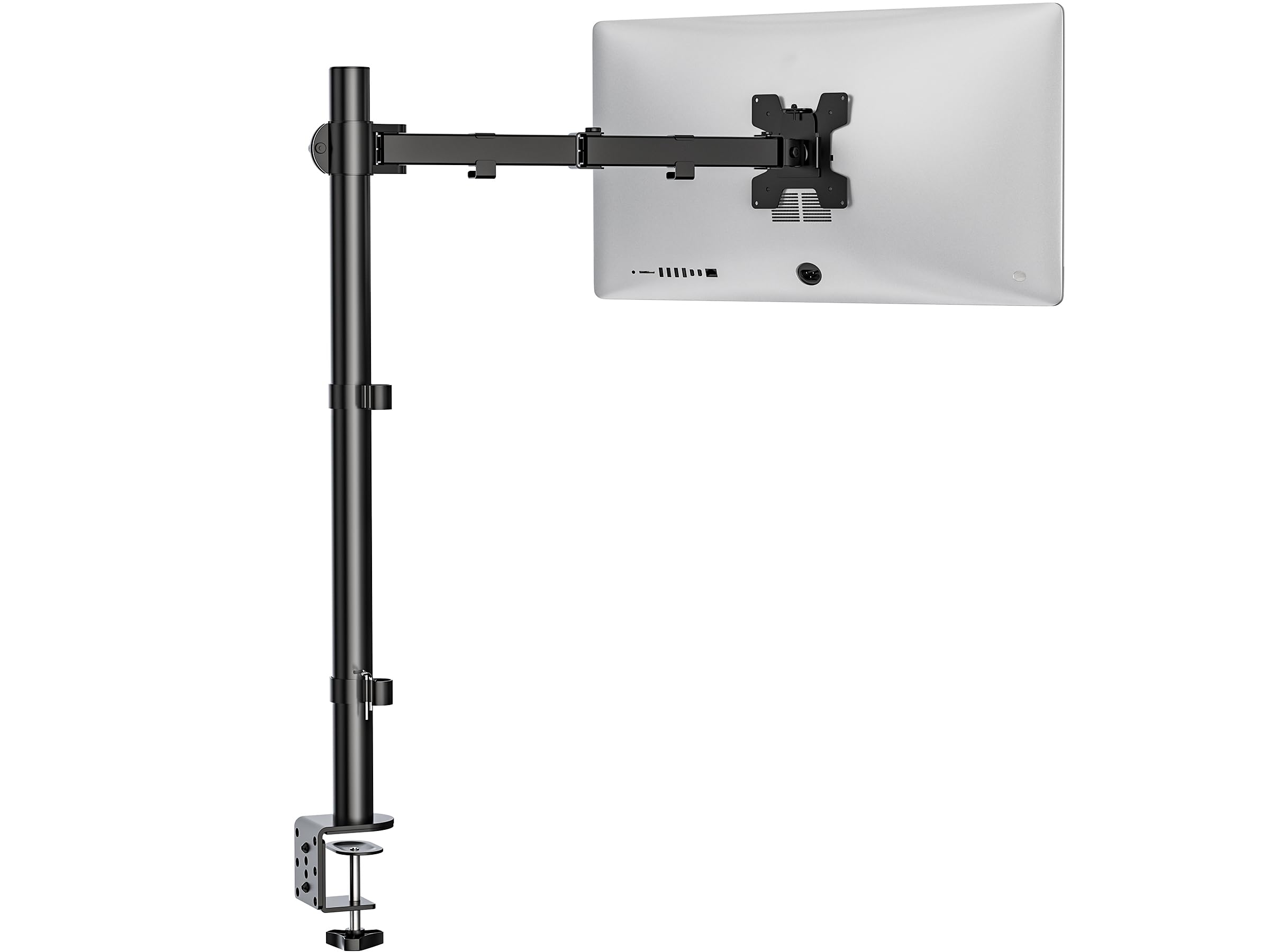 WALI Extra Tall Single Monitor Arm Mount for Desk - Heavy Duty Adjustable Stand for 13-32 inch Screens up to 22 lbs (M001XL, Black) - Perfect for Home Office, Gaming Setup & Workspace Ergonomics