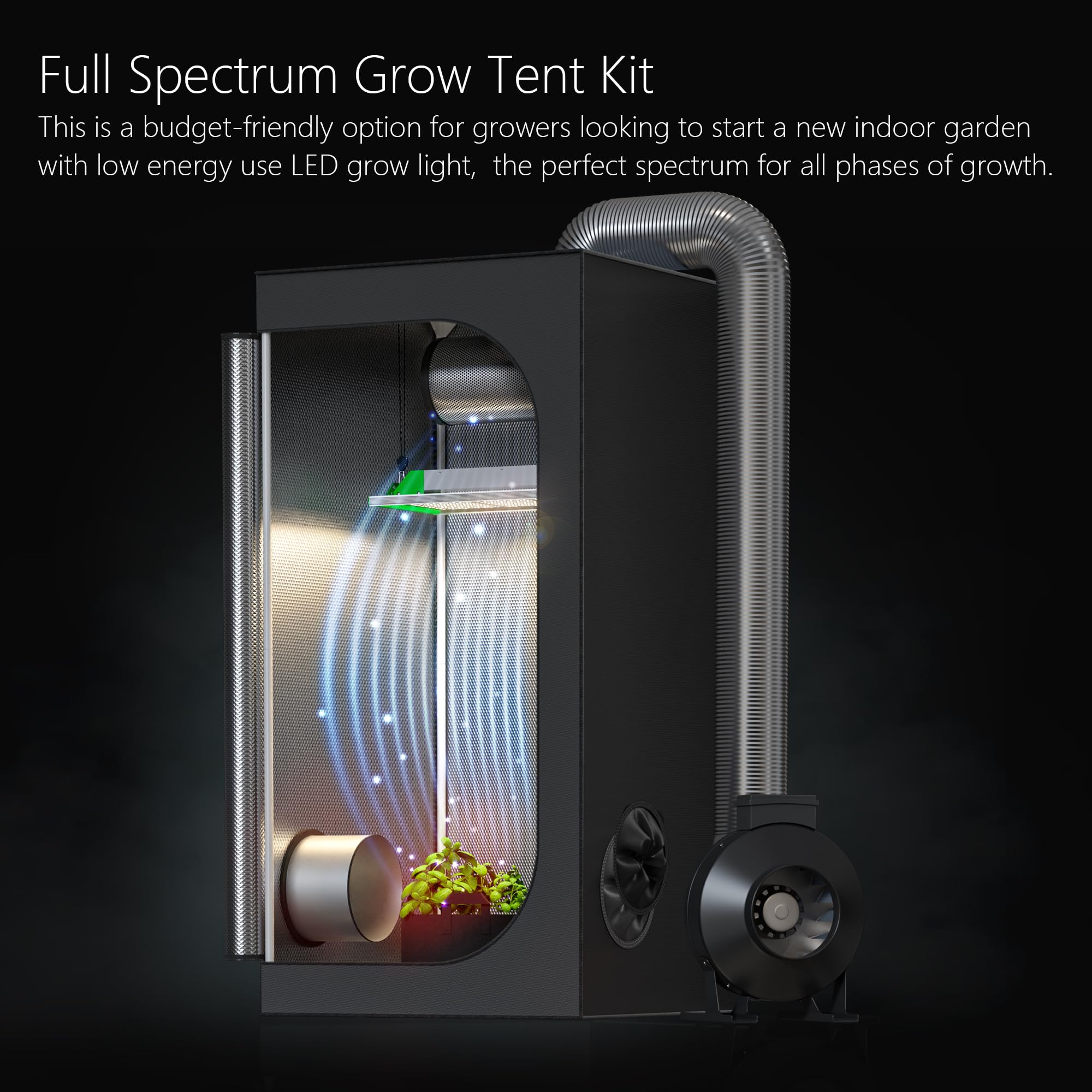 AlphaPar AQ300 LED Grow Light Full-Spectrum Hydroponic Growing Tent Kit - 32
