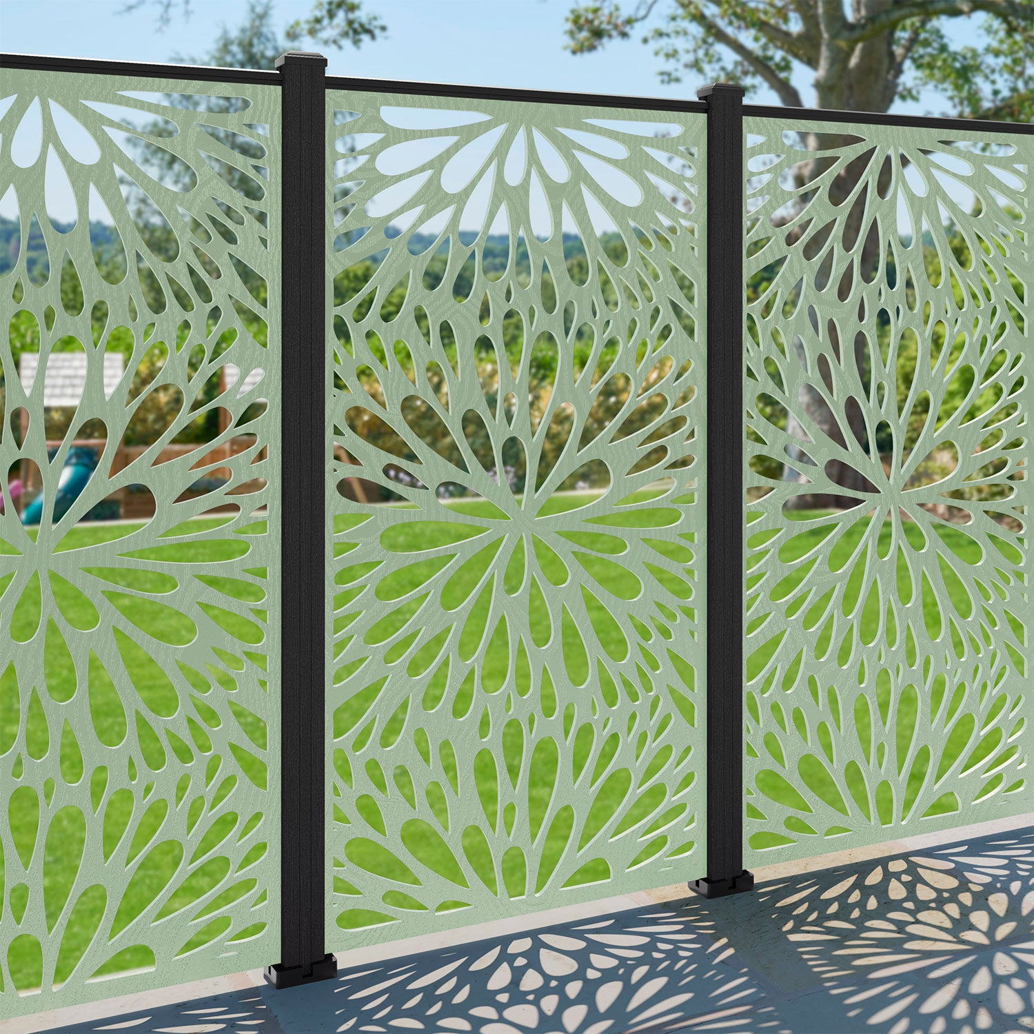 Blossom Decorative Fence 90x180cm with Composite Posts - Perfect for Garden Borders, Yard Decor, and Outdoor Landscaping