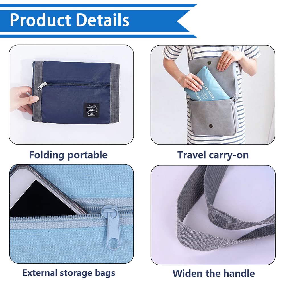 Foldable Travel Duffel Bag - Water Resistant Carry On Luggage for Spirit Airlines, Personal Item Gym Bag - Sports Weekender Overnight Tote for Women & Men (Blue) - Perfect for Air Travel, Gym Workouts & Weekend Getaways