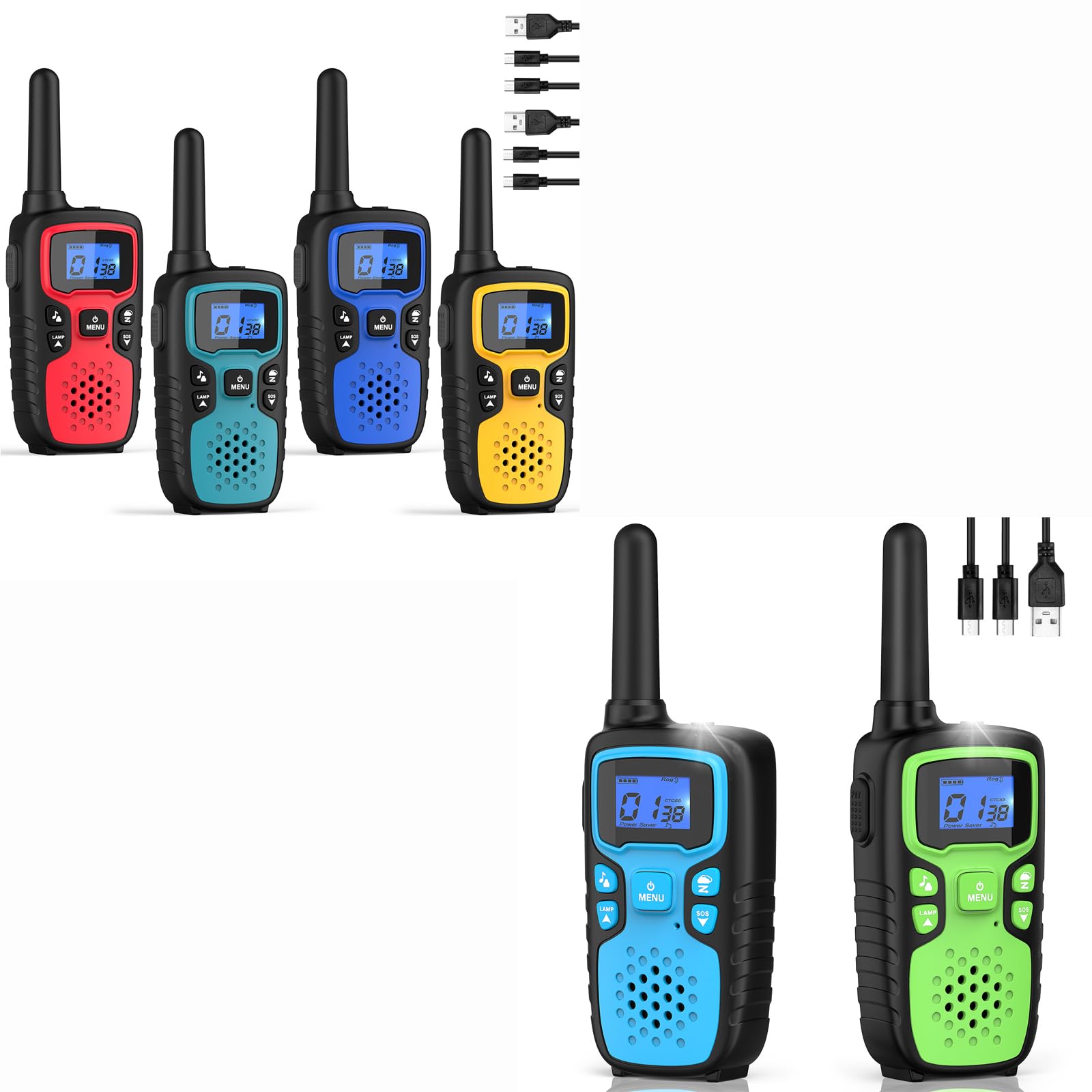 Wishouse 6 Pack Long Range Walkie Talkies for Adults & Kids - Rechargeable Two-Way Radios for Family Camping, Hiking, Outdoor Adventures & Emergency Communication