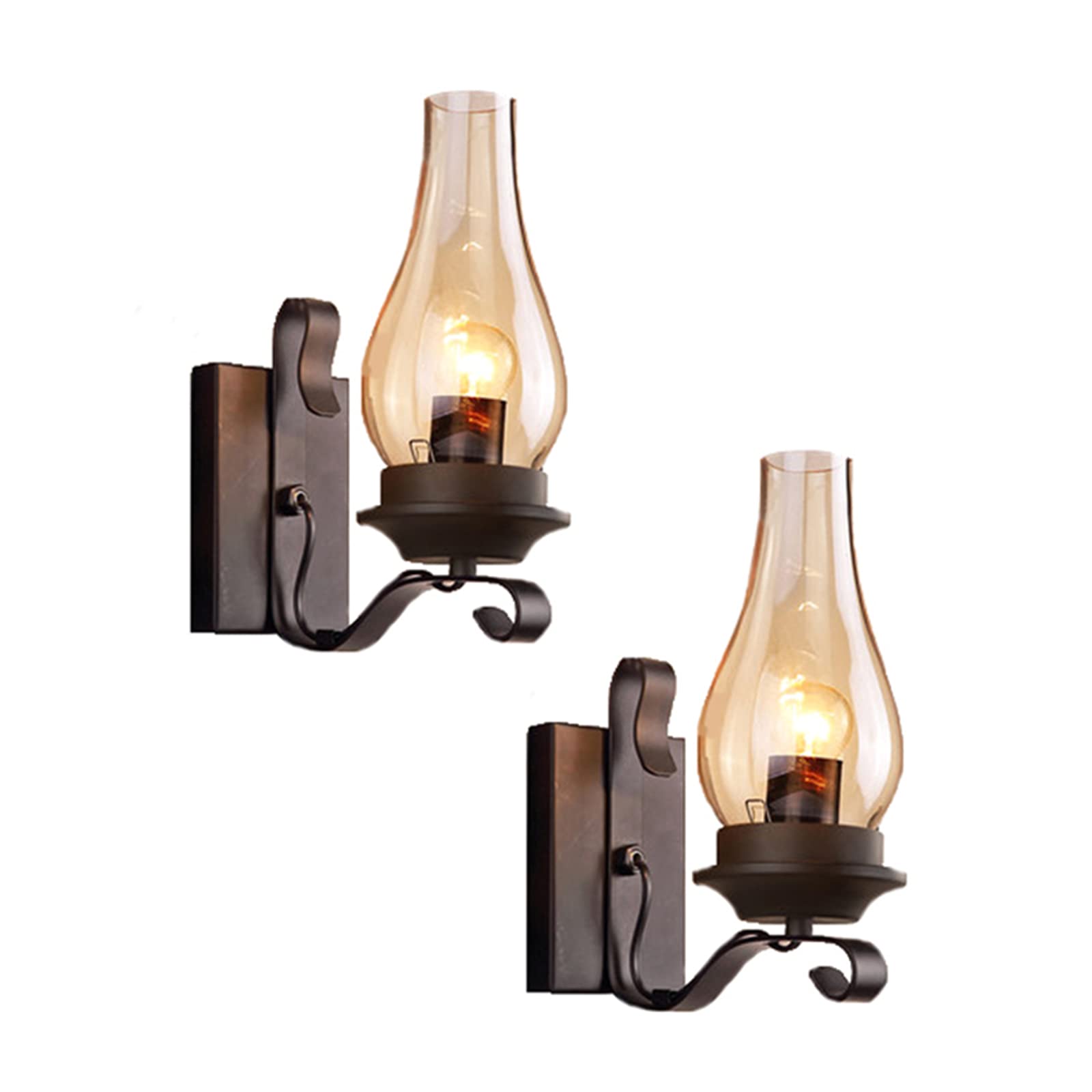 Modern Industrial Wall Sconce Set of 2 - Rustic Metal Wall Lights for Bedroom, Living Room, Bathroom & Hallway - Perfect for Ambient Lighting and Home Decor