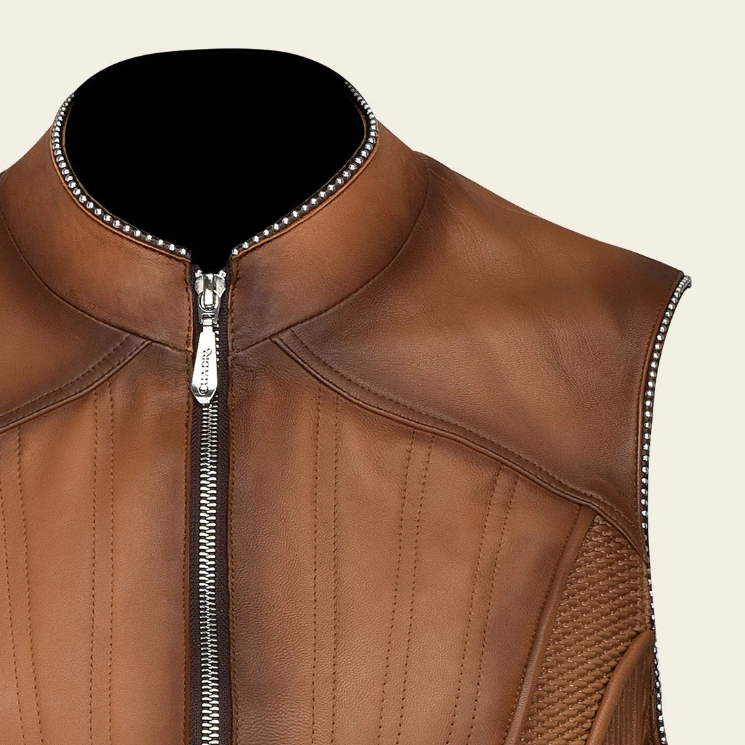 Women's Cuadra Honey Casual Fashion Quilted Lambskin Leather Vest - Stylish Layering Piece for Fall & Winter Outfits, Perfect for Office, Dates & Outdoor Activities