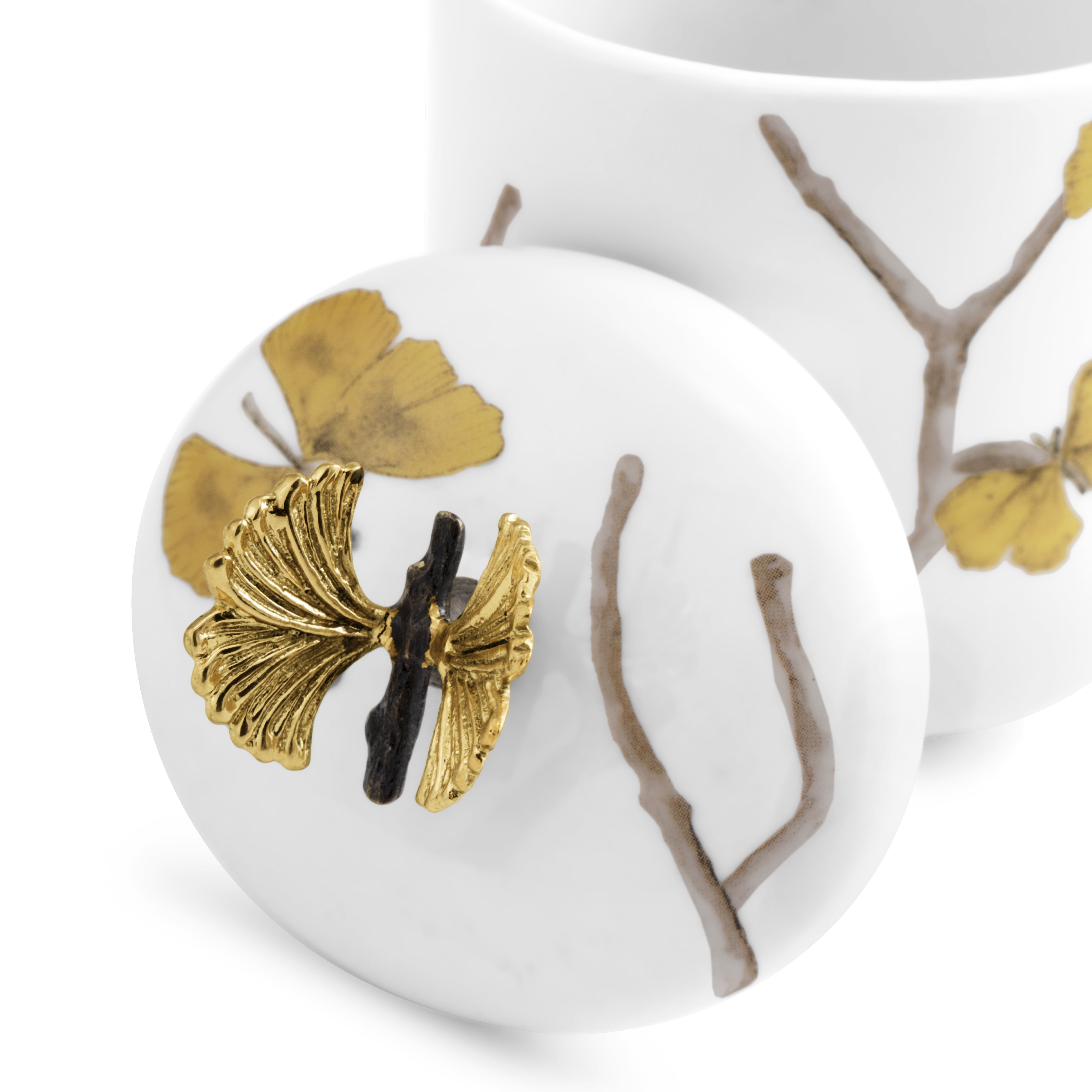 Butterfly Ginkgo Porcelain Bathroom Set - Elegant Soap Dish, Toothbrush Holder & Tumbler for Spa-Like Luxury at Home