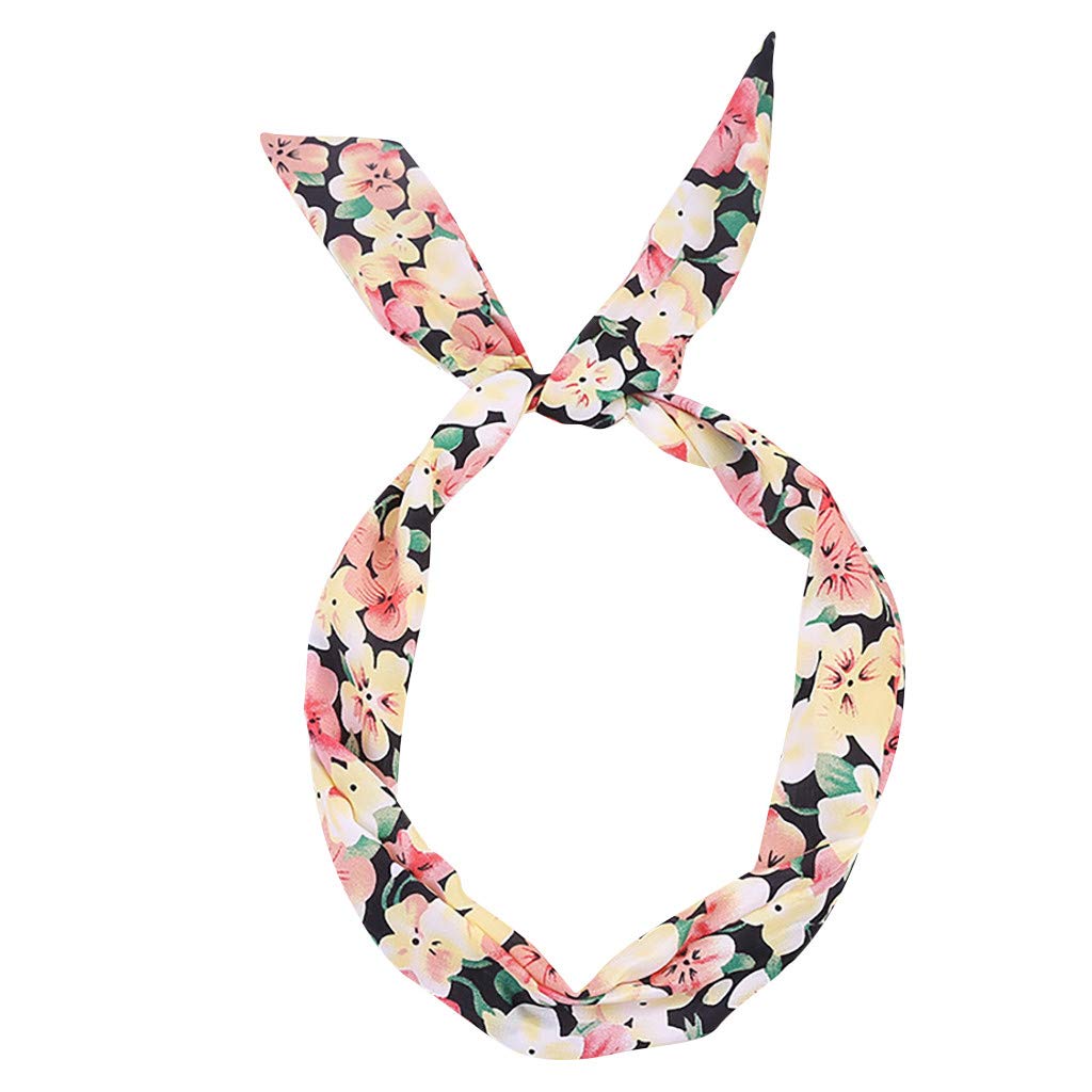 YOMXL Boho Flower Print Twisted Criss Cross Elastic Headband for Women - Stylish Hair Accessories for Yoga, Running, Workouts & Everyday Wear