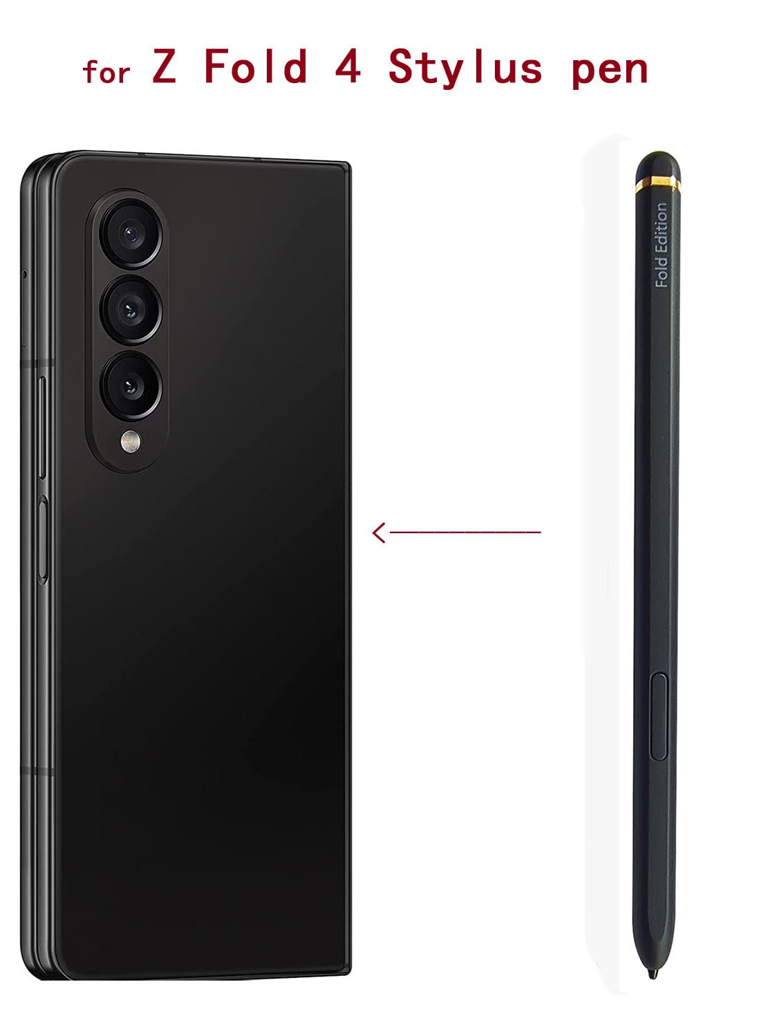 Samsung Galaxy Z Fold 4 Stylus Pen Replacement - Compatible S Pen with 2 Extra Tips/Nibs (Non-Bluetooth, Black) for Precise Writing & Drawing on Foldable Screens