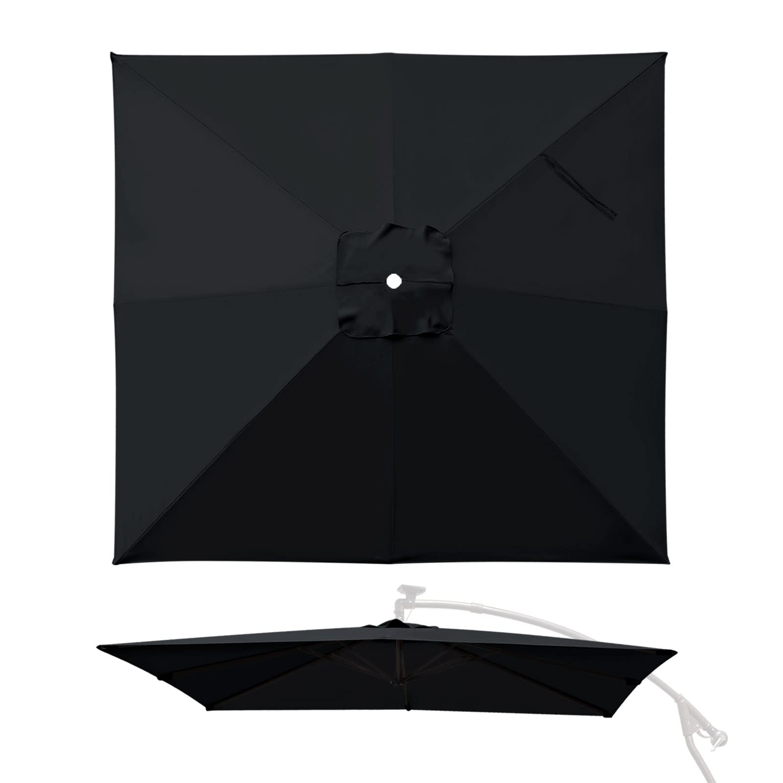 YardGrow 8.2x8.2 Feet Square Cantilever Umbrella Replacement Canopy - 8 Ribs Design (Frame Not Included) for Patio, Garden, Poolside & Outdoor Relaxation