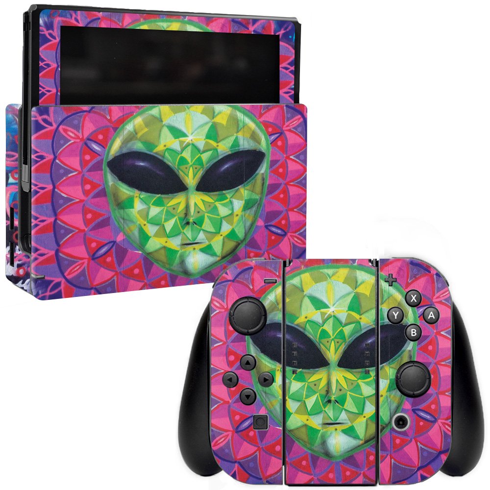 MightySkins Vinyl Decal Wrap Cover for Nintendo Switch - Geometric Alien Design | Protective & Durable Skin | Easy to Apply & Remove | Made in USA | Perfect for Gaming, Travel & Personalization