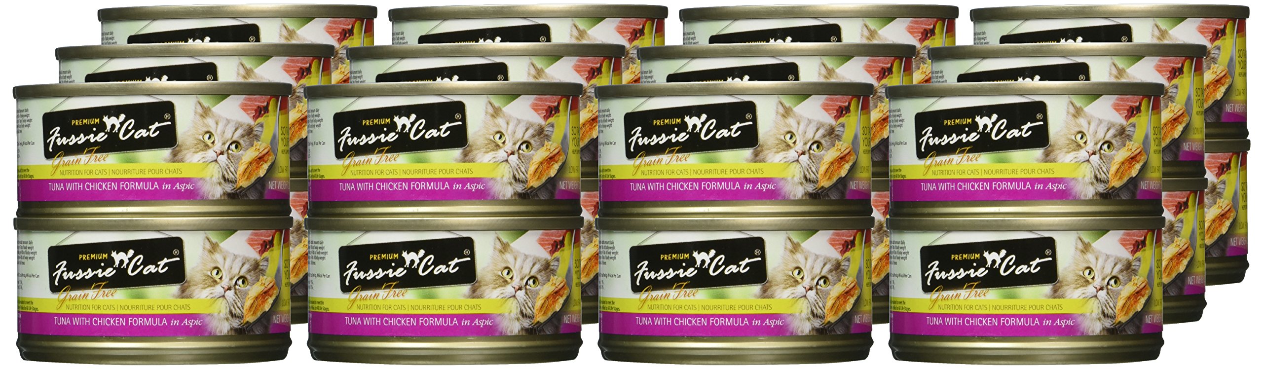Fussie Cat Grain-Free Tuna & Chicken Wet Cat Food - Case of 24 (2.8oz Cans) - High Protein, Natural Ingredients for Healthy Cats - Perfect for Picky Eaters & Indoor Cats
