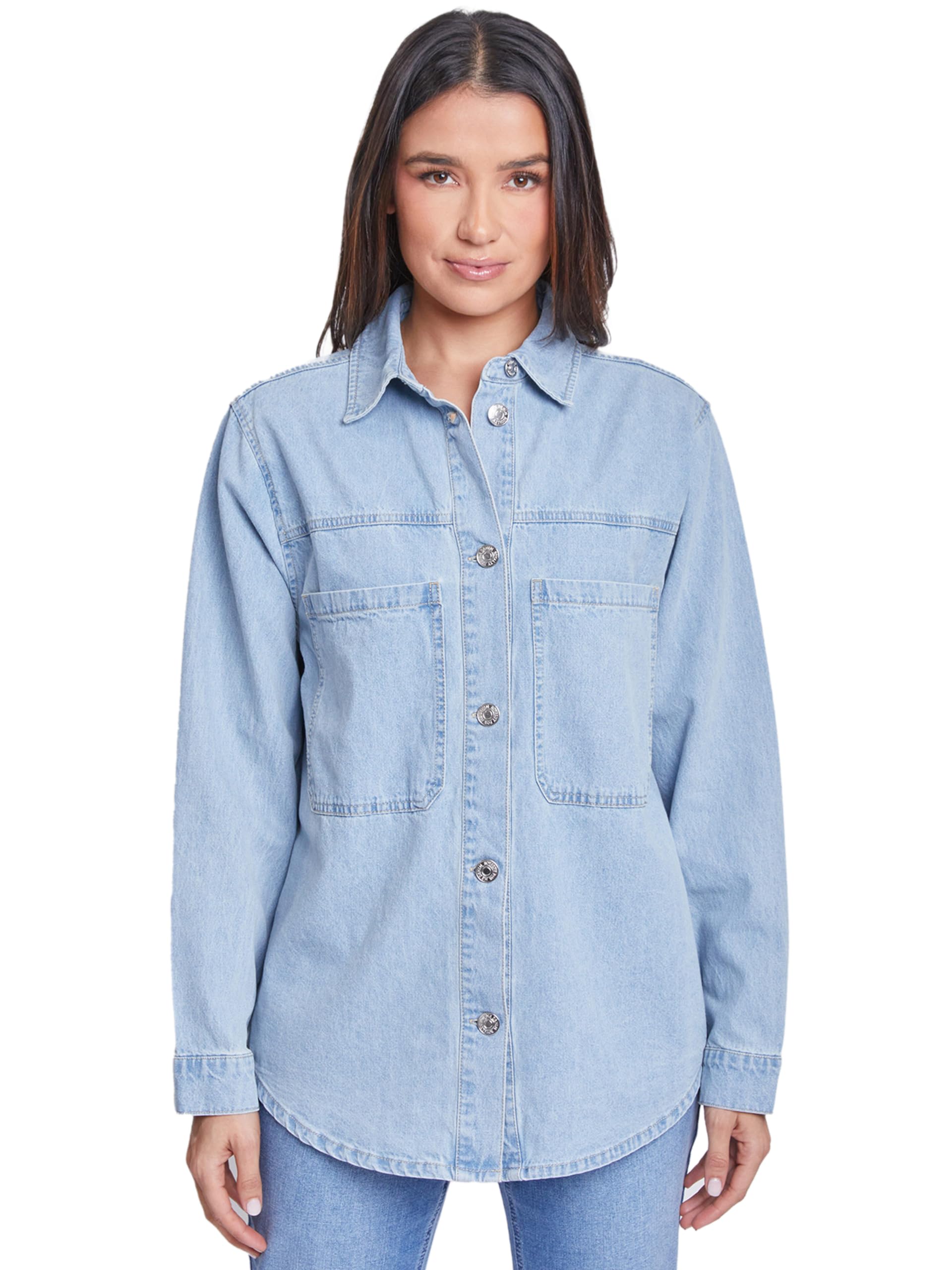 Royalty For Me Women's Ymi Jeans Oversized Shacket with Front Patch Pockets - Stylish Casual Jacket for Women, Perfect for Fall Layering & Everyday Outfits