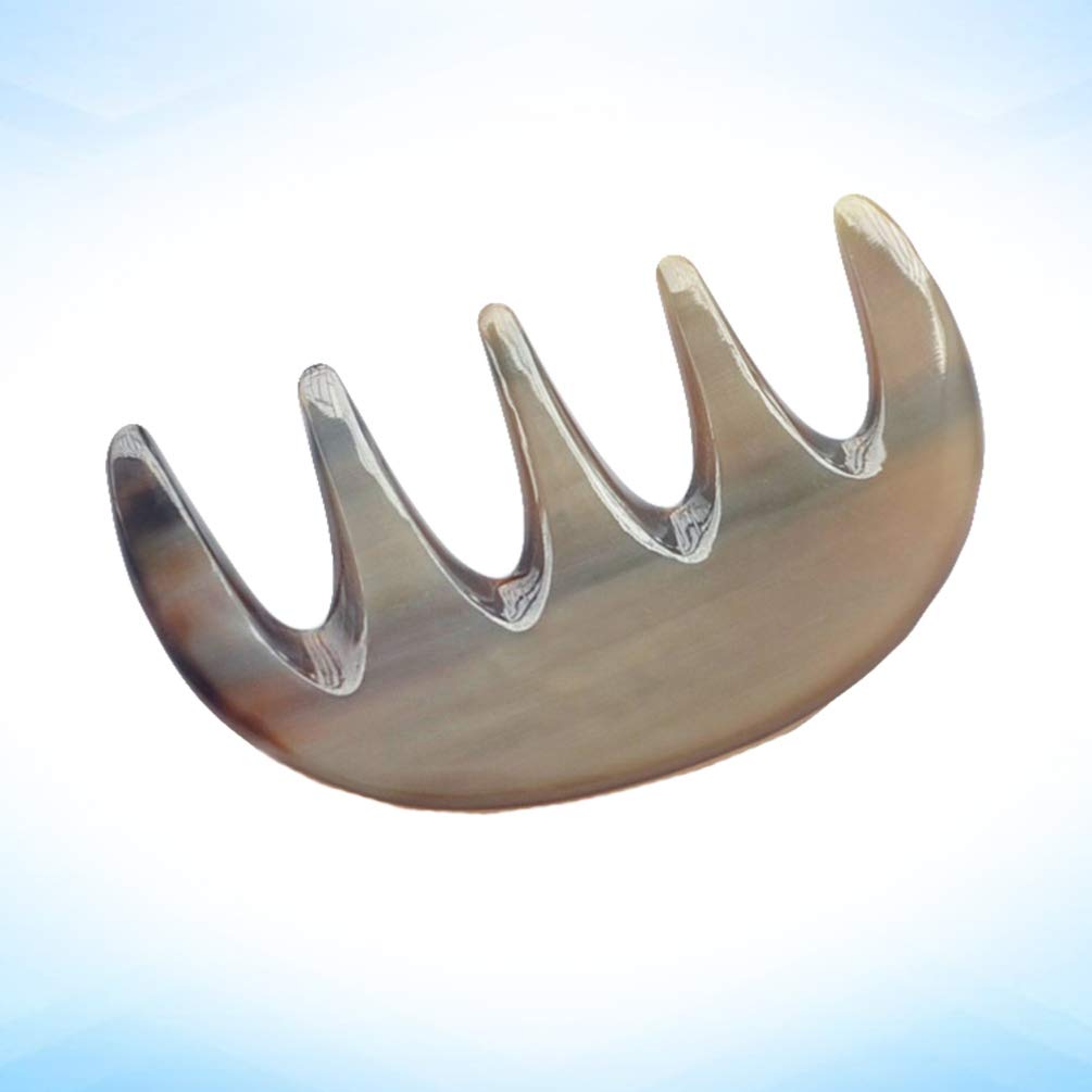 Lurrose Handmade Ox Horn Wide Tooth Comb - Anti-Static Hair Grooming Tool for Women & Men - Natural Hair Detangler for Wet/Dry Hair - Perfect for Home, Travel & Salon Use (5-Tooth Thin Comb)