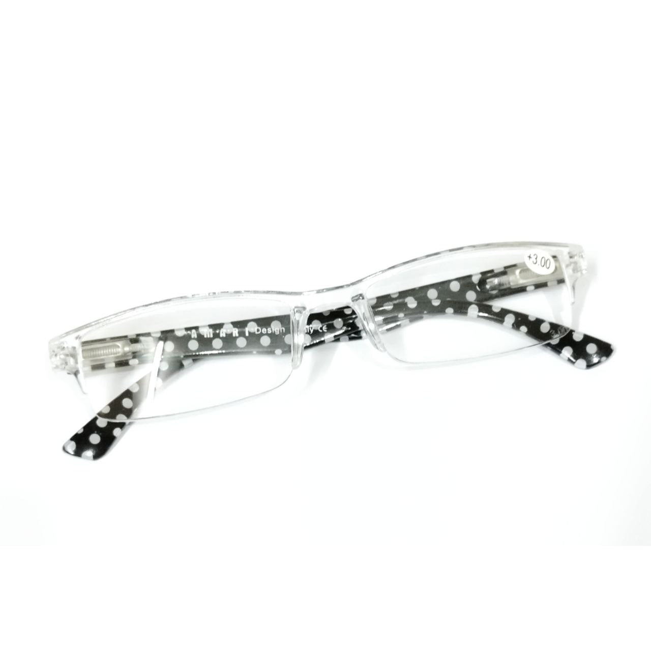 Stylish Polka Dot Supra Reading Glasses +3.00 Strength - Fashionable Blue Light Blocking Readers for Women & Men - Perfect for Reading, Computer Work, and Close-Up Tasks