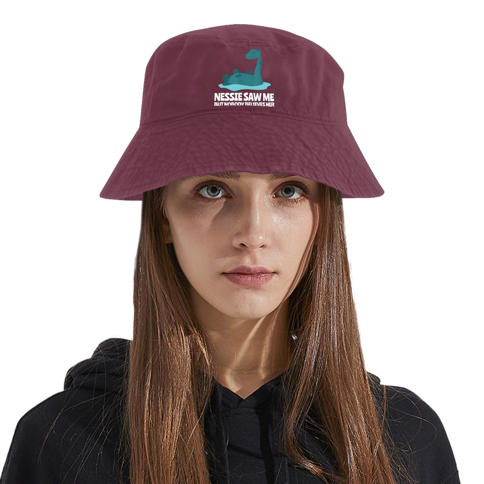 Funny Nessie Monsters of Loch Ness Scotland Travel Bucket Hat - Packable Women's Sun Hat for Vacation, Beach, Hiking & Outdoor Adventures