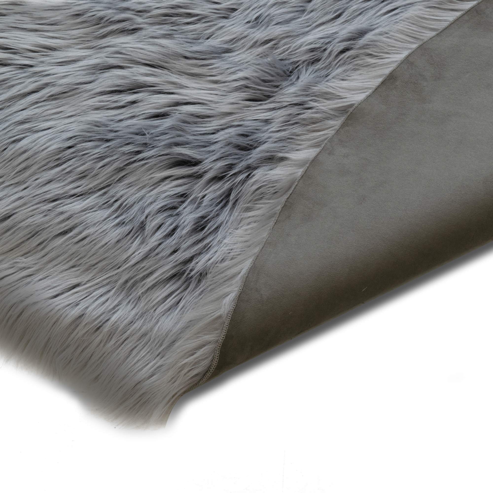 Alair Grey Round Faux Fur Area Rug - 4ft Soft Plush Shaggy Carpet for Living Room, Bedroom & Nursery - Cozy Home Decor for Winter & Pet-Friendly Floor Mat