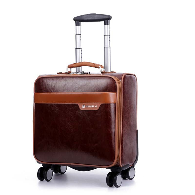 16 Inch Business Casual Men's Rolling Suitcase with Oil-Skin Finish, Smooth Caster Wheels & Secure Lock - Perfect for Travel, Office Commute & Business Trips