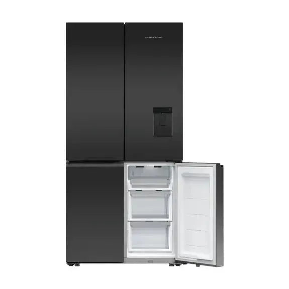 Fisher & Paykel 690L Quad Door Refrigerator - Black Stainless Steel | Large Capacity French Door Fridge for Modern Kitchen & Open Plan Living Spaces