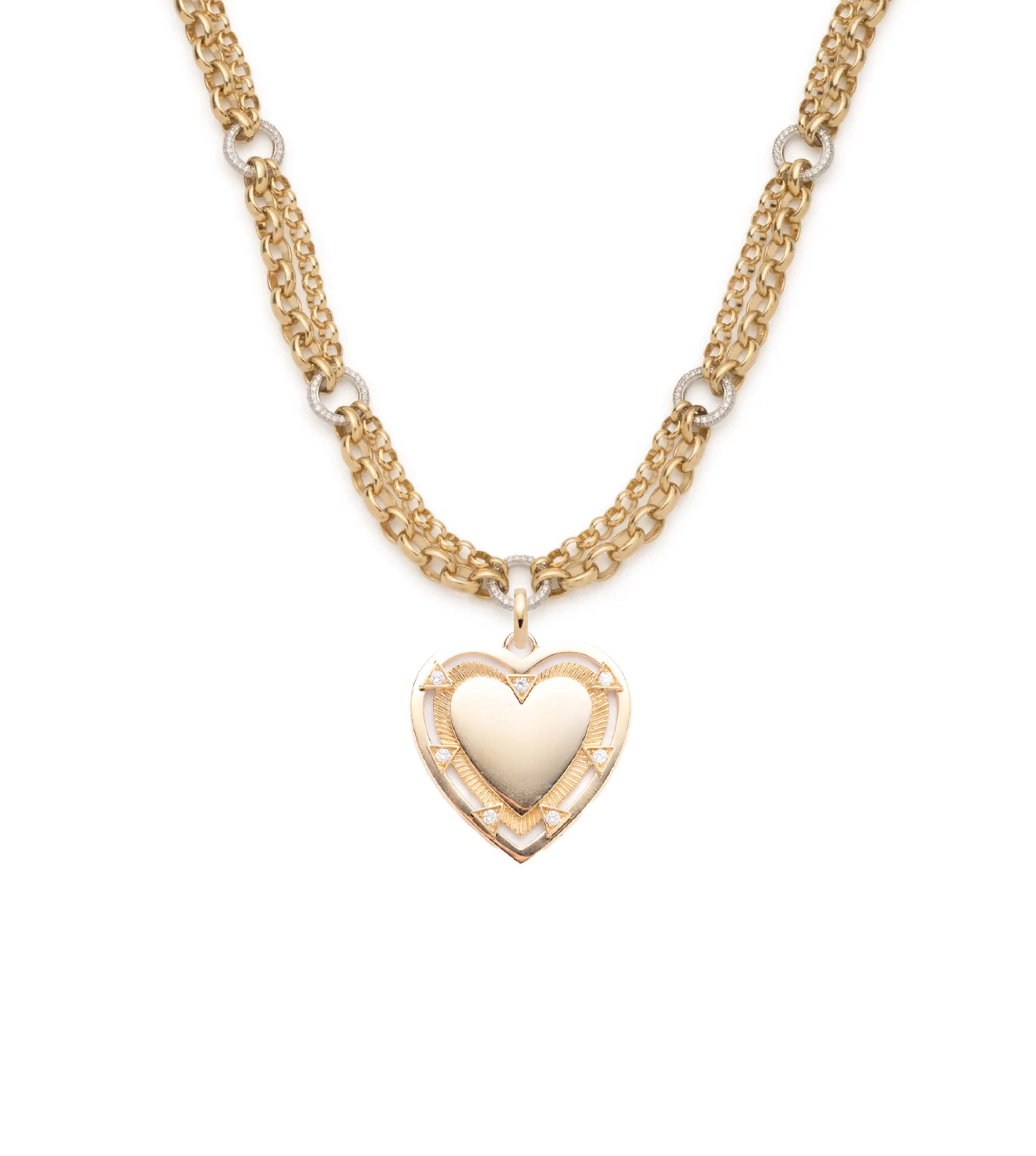 Elegant Heart Festoon Necklace in 14K Yellow Gold with Pave Diamonds | Perfect for Valentine's Day, Anniversary & Romantic Gifts