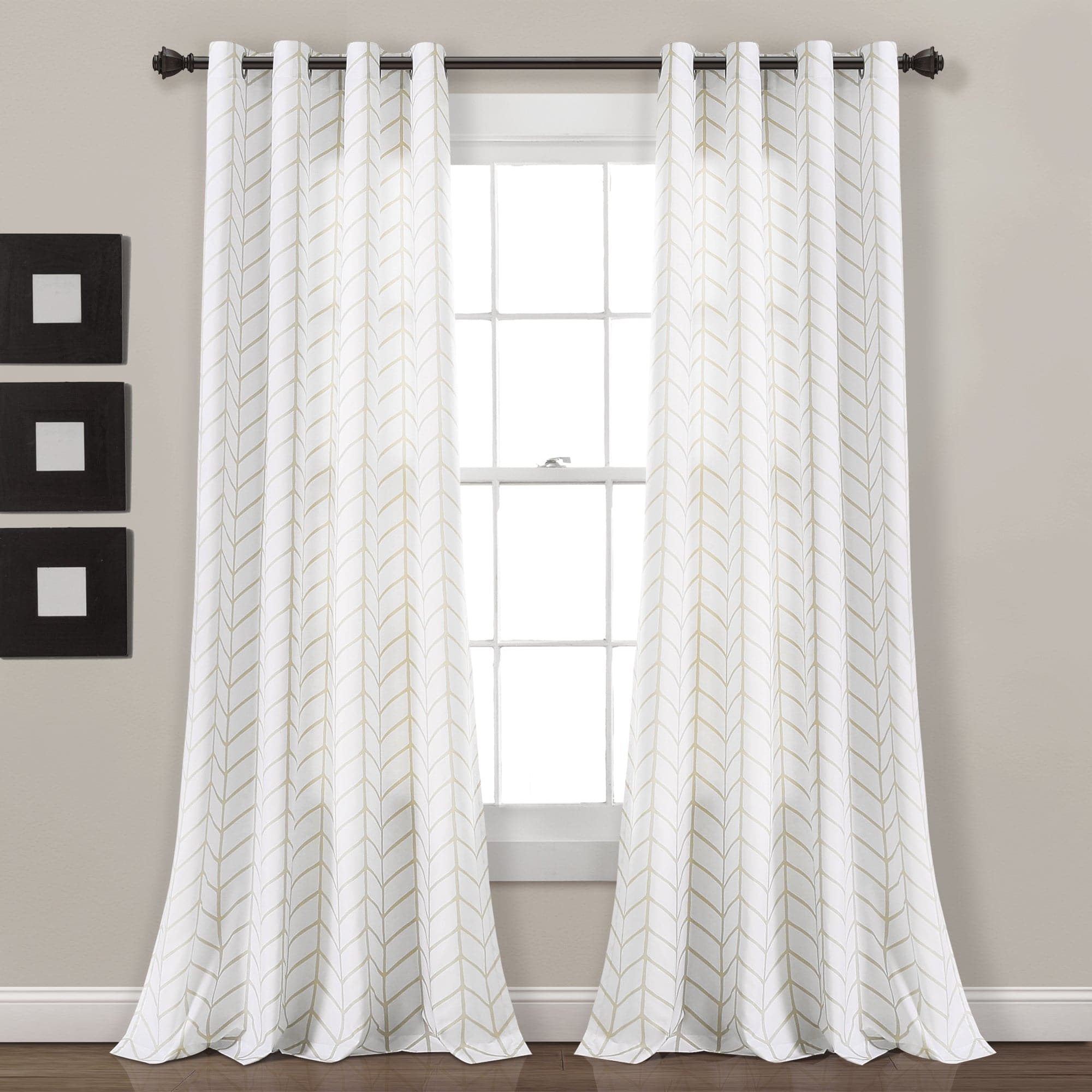 Calia Chevron Geo Window Curtain Panels Set - Stylish Chevron Pattern Blackout Curtains for Living Room & Bedroom - Elegant Home Decor for Privacy & Light Control