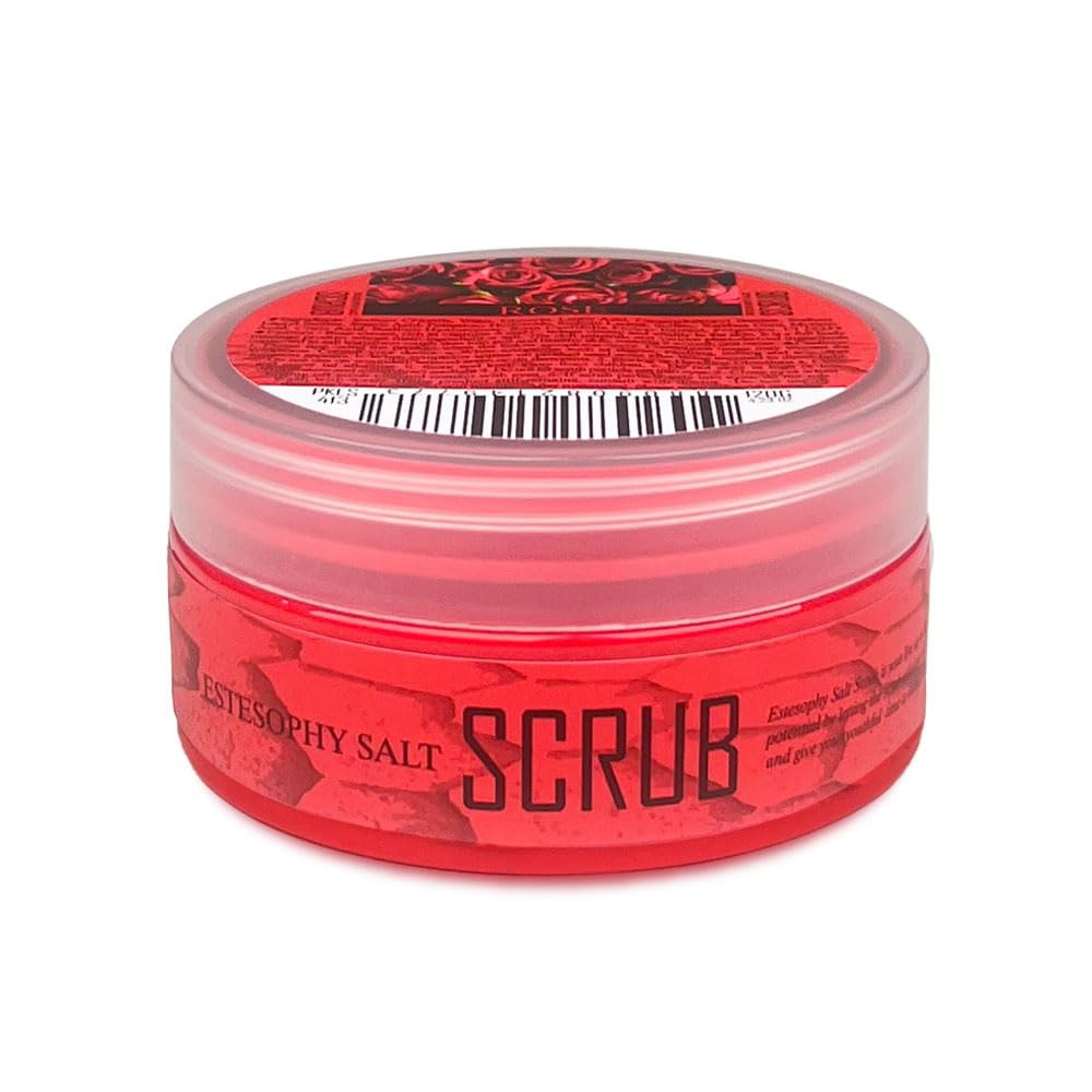 Estesophy Korean Rose Salt Body Scrub - Exfoliating & Moisturizing Dead Sea Salt Massage Soap for Smooth Skin - 4.2oz (120g) - Perfect for Spa Day, Dry Skin Treatment & Relaxing Shower Routine