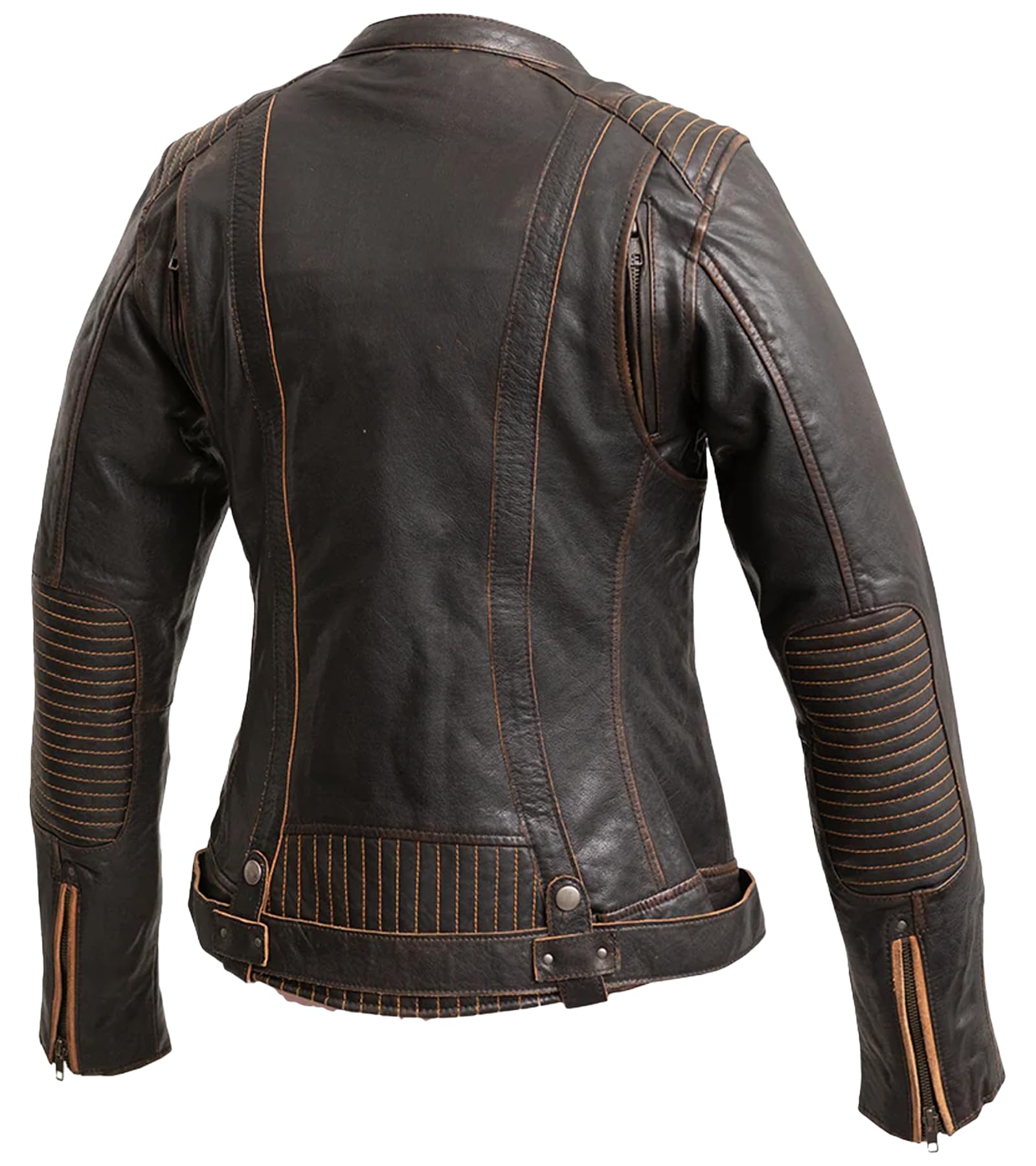 First Mfg Co Electra Women's Motorcycle Jacket - Black Genuine Leather Biker Jacket for Women - Perfect for Riding, Motorcycle Events & Casual Streetwear