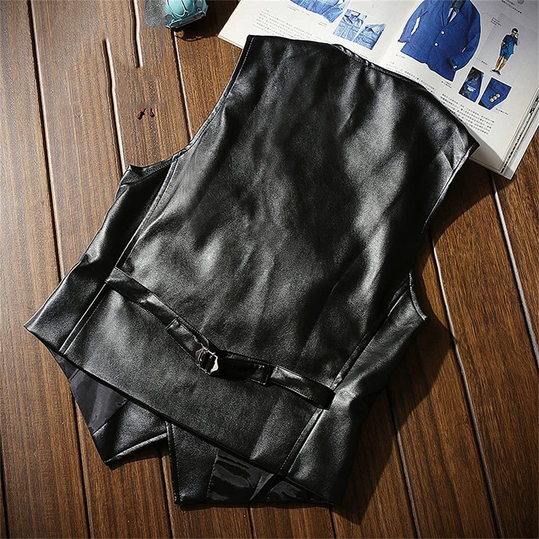 Men's Classic Business Waistcoat - Faux Leather Biker Vest Sleeveless Jacket for Formal & Casual Wear | Office, Party, Riding