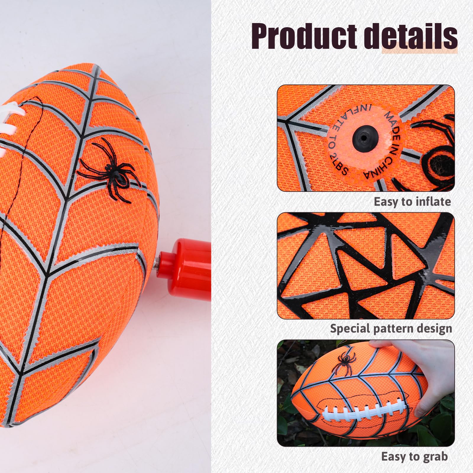 Inflatable Football Toys for Kids & Adults - 9 Inch Water Football for Pool, Beach & Outdoor Games - Strong Grip Design for Fun Family Activities - Perfect for Swimming, Backyard Play & Summer Parties (Orange)