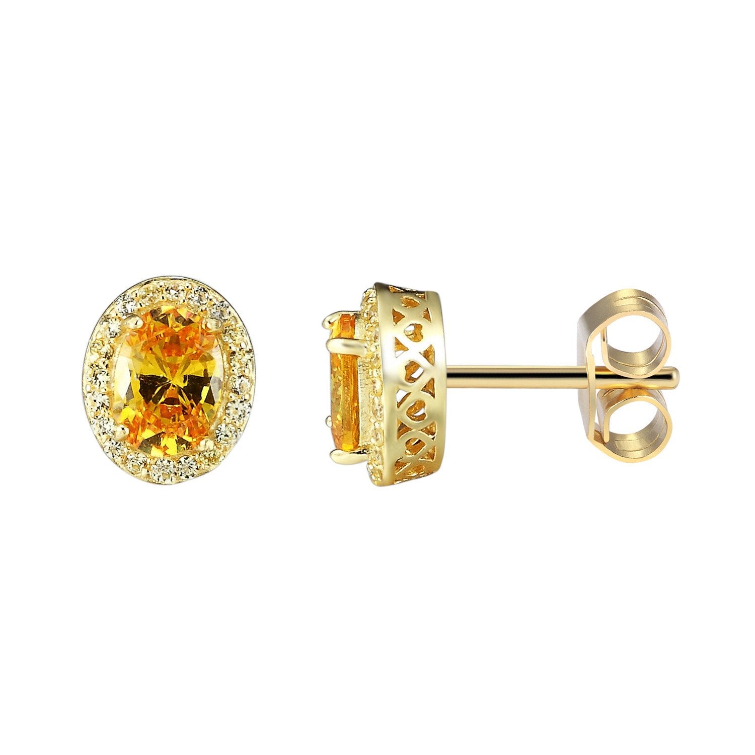 Oval Citrine Yellow Solitaire Stud Earrings in Sterling Silver - Prong Set Dainty Jewelry for Women, Perfect for Everyday Wear & Special Occasions