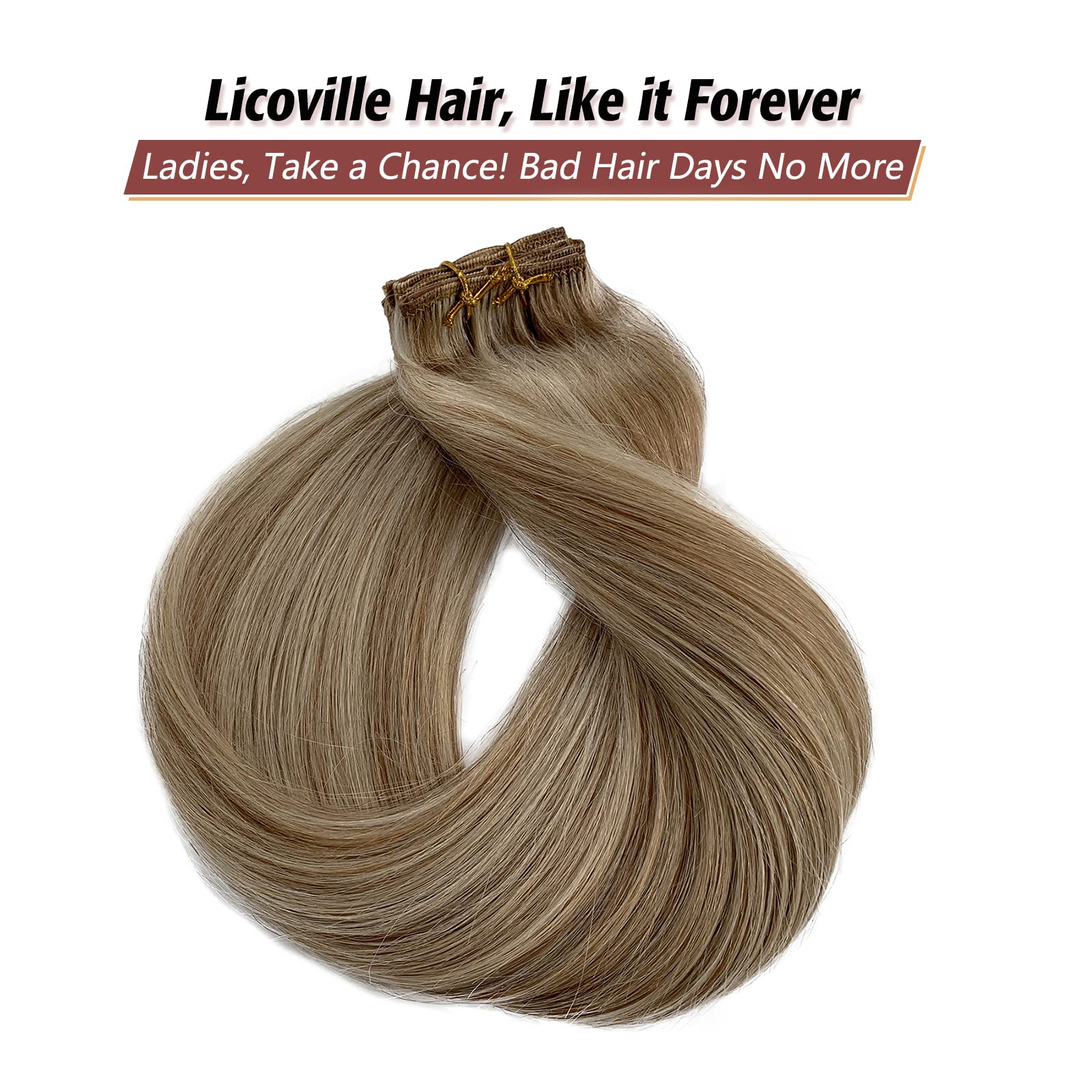 15 Inch Clip in Hair Extensions - Natural Straight Human Hair Blend (Platinum Blonde & Ash Brown Highlights) - 7pcs 70g Set for Women | Perfect for Volume Boost, Styling & Special Occasions