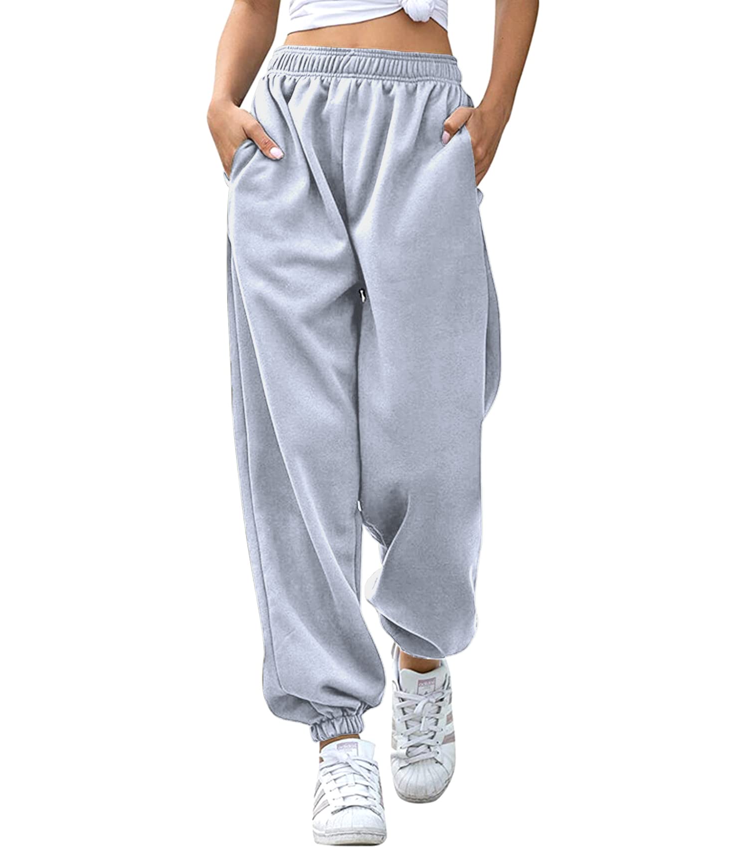 CROSS1946 Women's High Waisted Sweatpants - Cinch Bottom Joggers with Pockets | Athletic Workout Pants, Loose Lounge Pants for Yoga, Running & Casual Wear