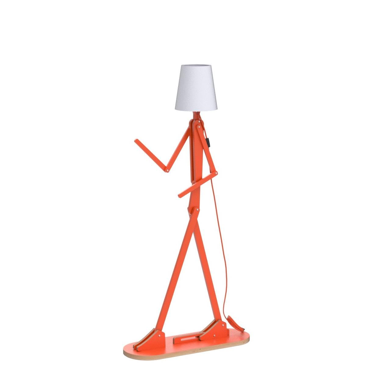 Stylish Wooden Floor Lamp with Swing Arm - Tall Decorative Standing Light for Living Room, Bedroom, Office & Farmhouse - Energy Efficient LED Bulb Included (Orange) - Perfect Reading Lamp & Cozy Home Decor Gift Idea