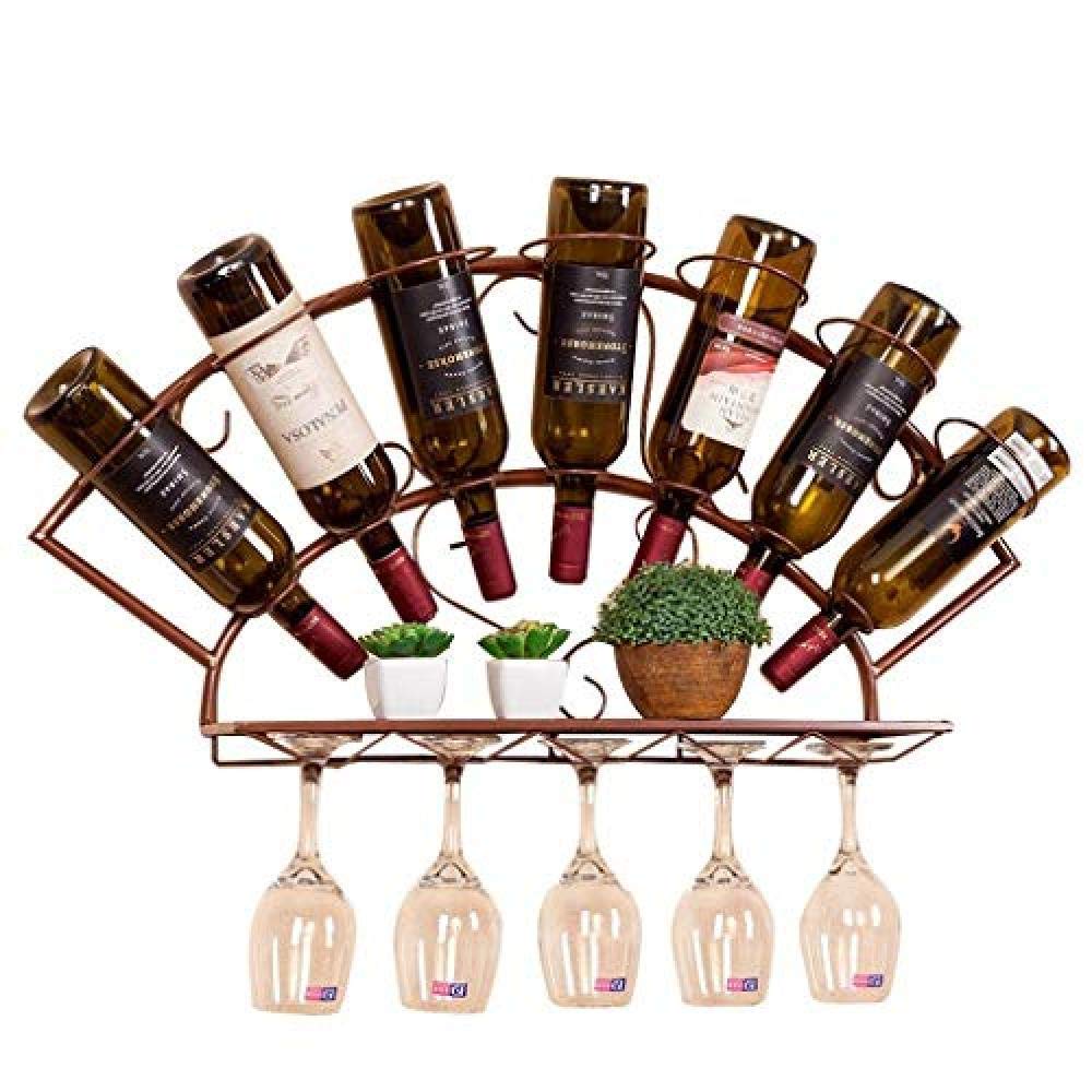 Stainless Steel Wall Mounted Wine Rack - 6 Bottle Metal Wine Holder with Glass Hanger, Space Saving Kitchen & Bar Decor for Home, Restaurant, and Wine Cellar Organization