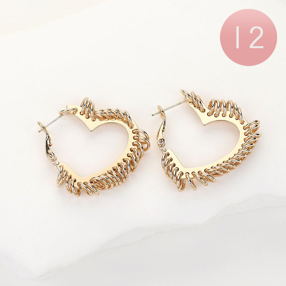 12 Pairs Metal Ring Fringe Heart Hoop Earrings for Women - Boho Chic Dangle Drop Earrings for Party, Wedding & Everyday Wear