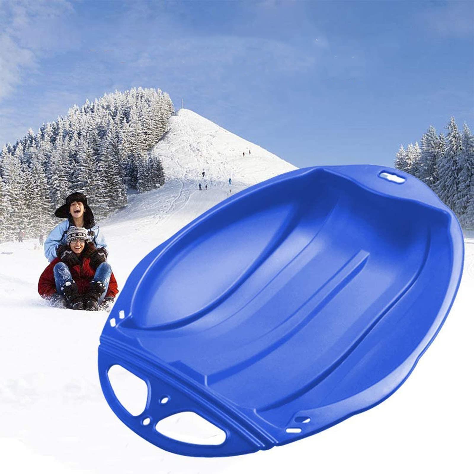 Kids & Adult Snow Sled - Round Sand Slider Disc for Skiing & Snow Play